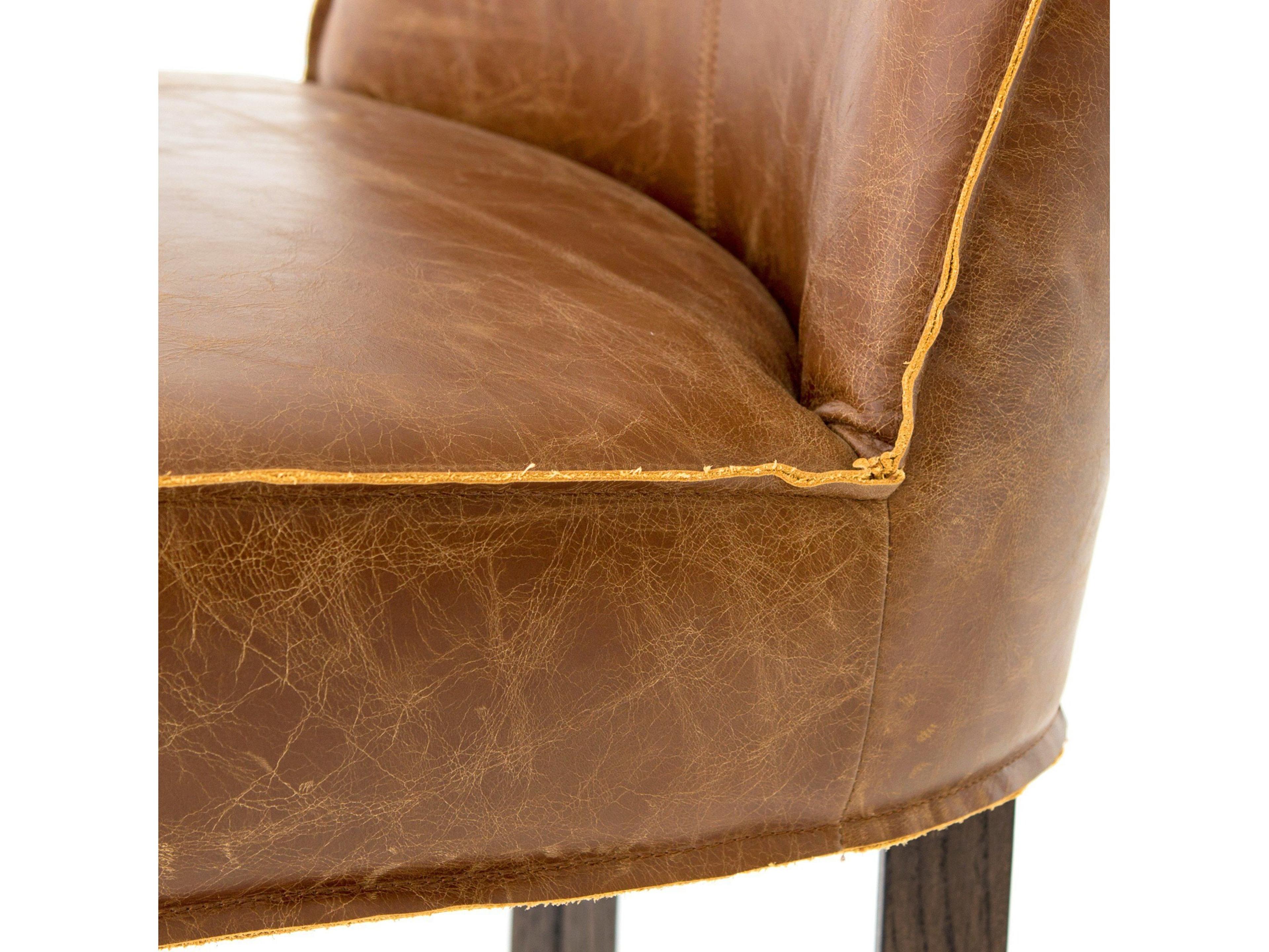 Four Hands Ashford Aria Leather Solid Wood Sienna Chestnut Warm Cedar Counter Stool