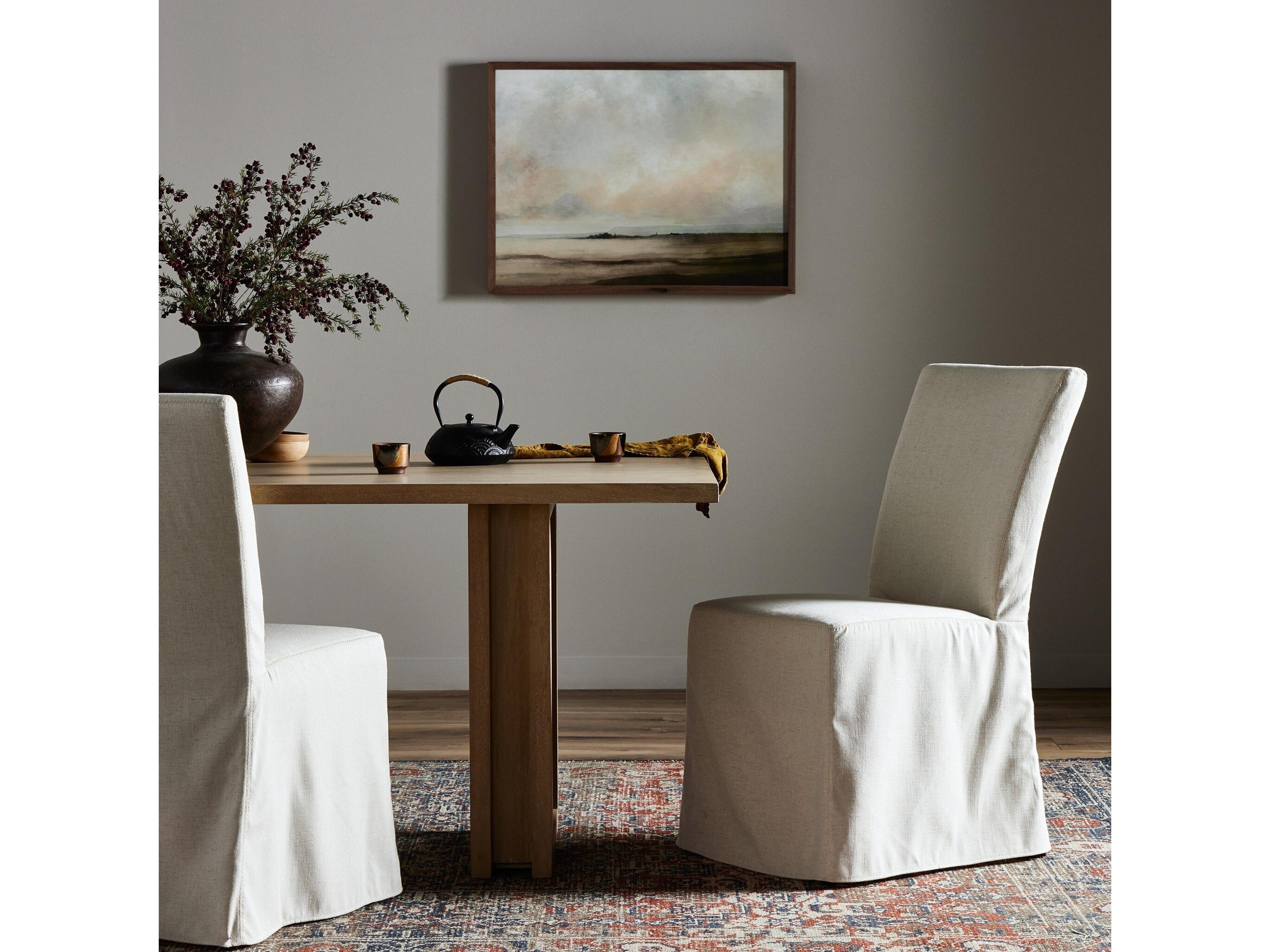 Four Hands Ashford Vista Birch Wood Beige Upholstered Side Dining Chair