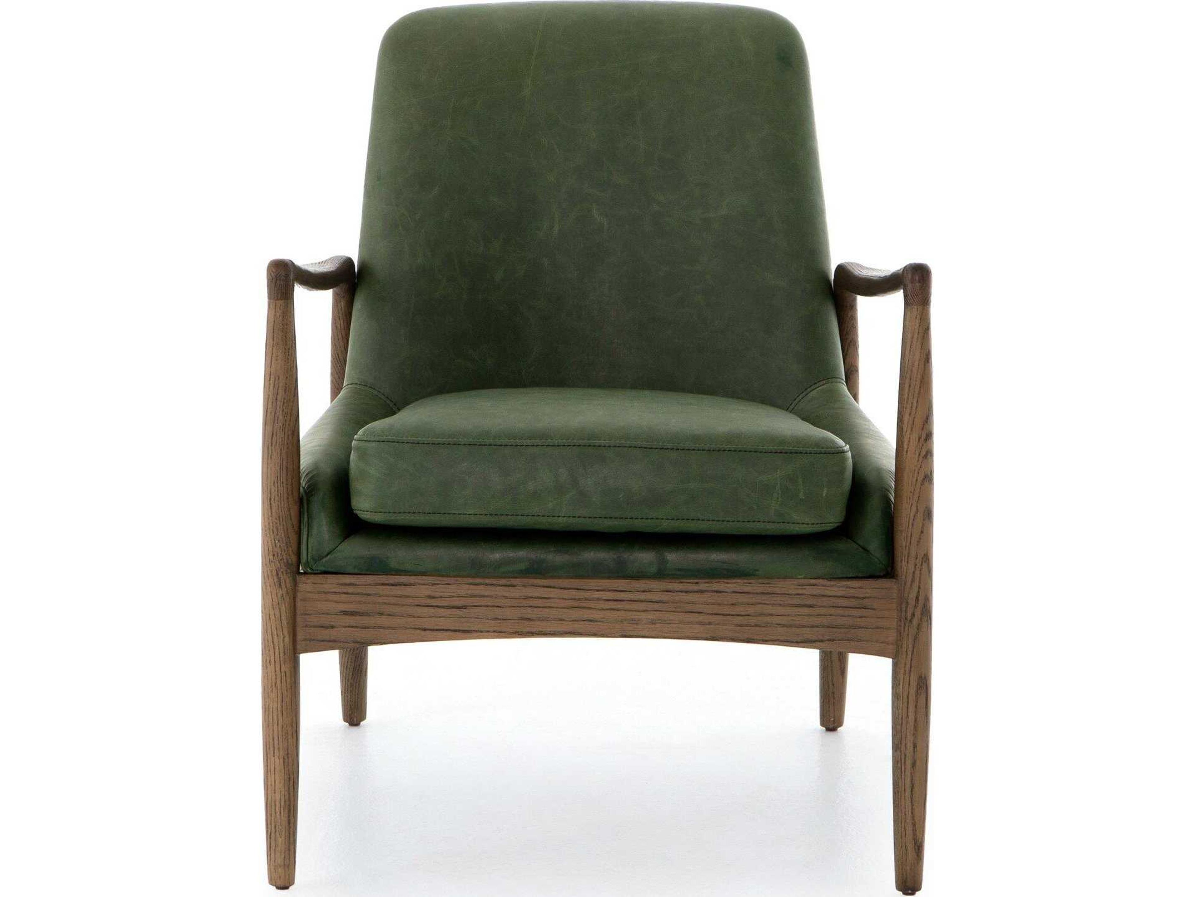 Four Hands Ashford Braden Green Leather Accent Chair