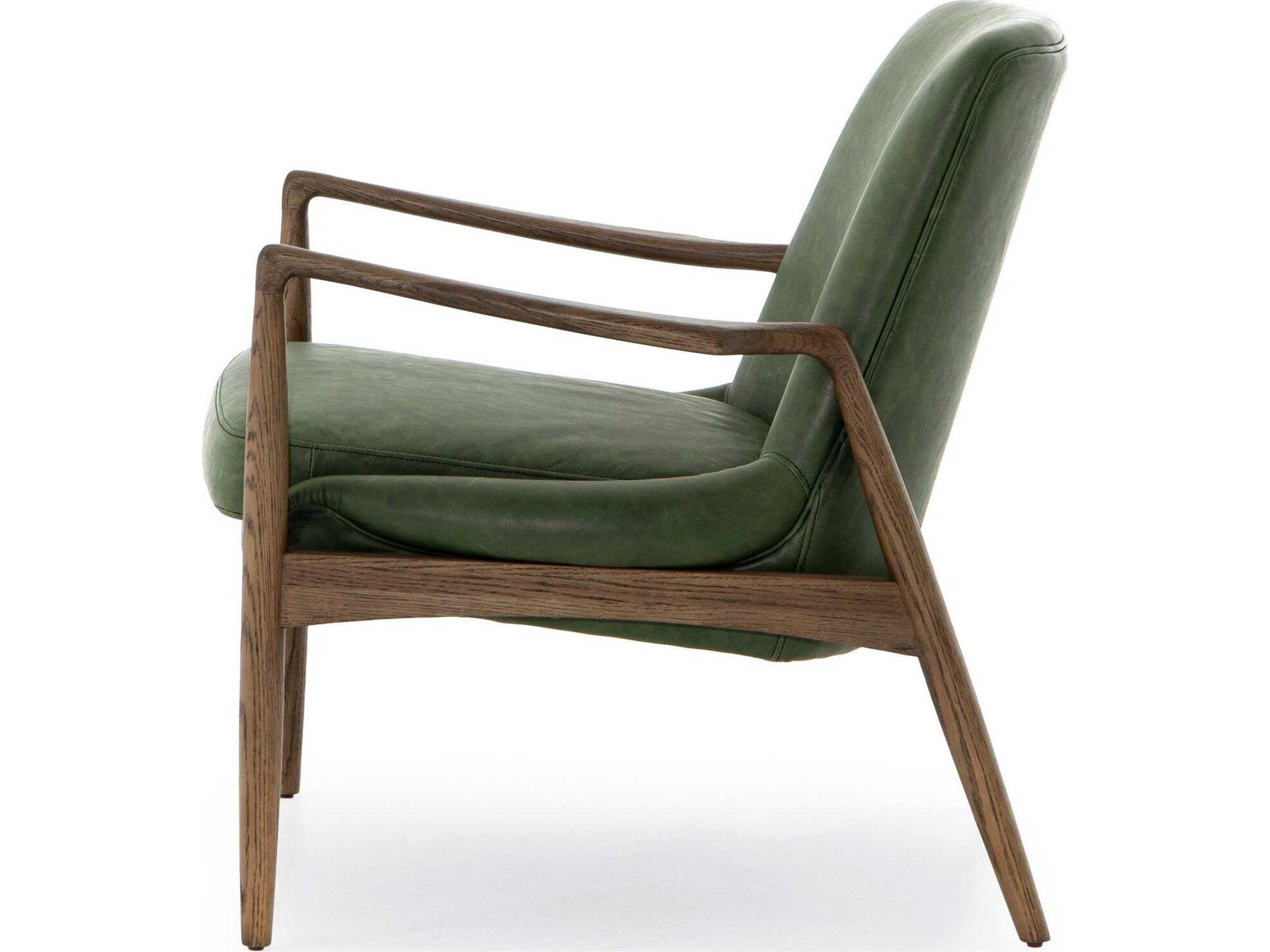 Four Hands Ashford Braden Green Leather Accent Chair