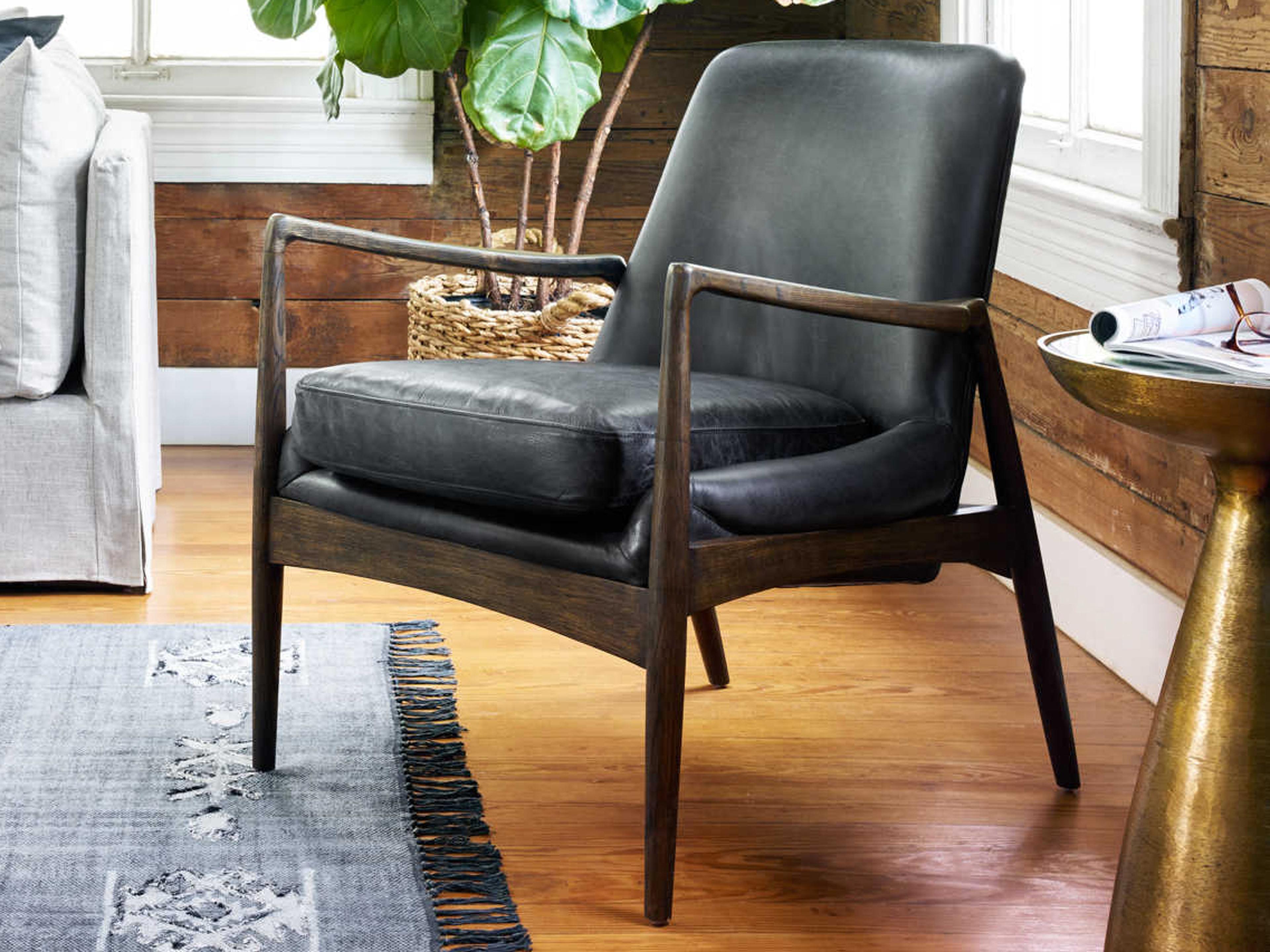 Luxecor Globetrotter Black Leather Accent Chair
