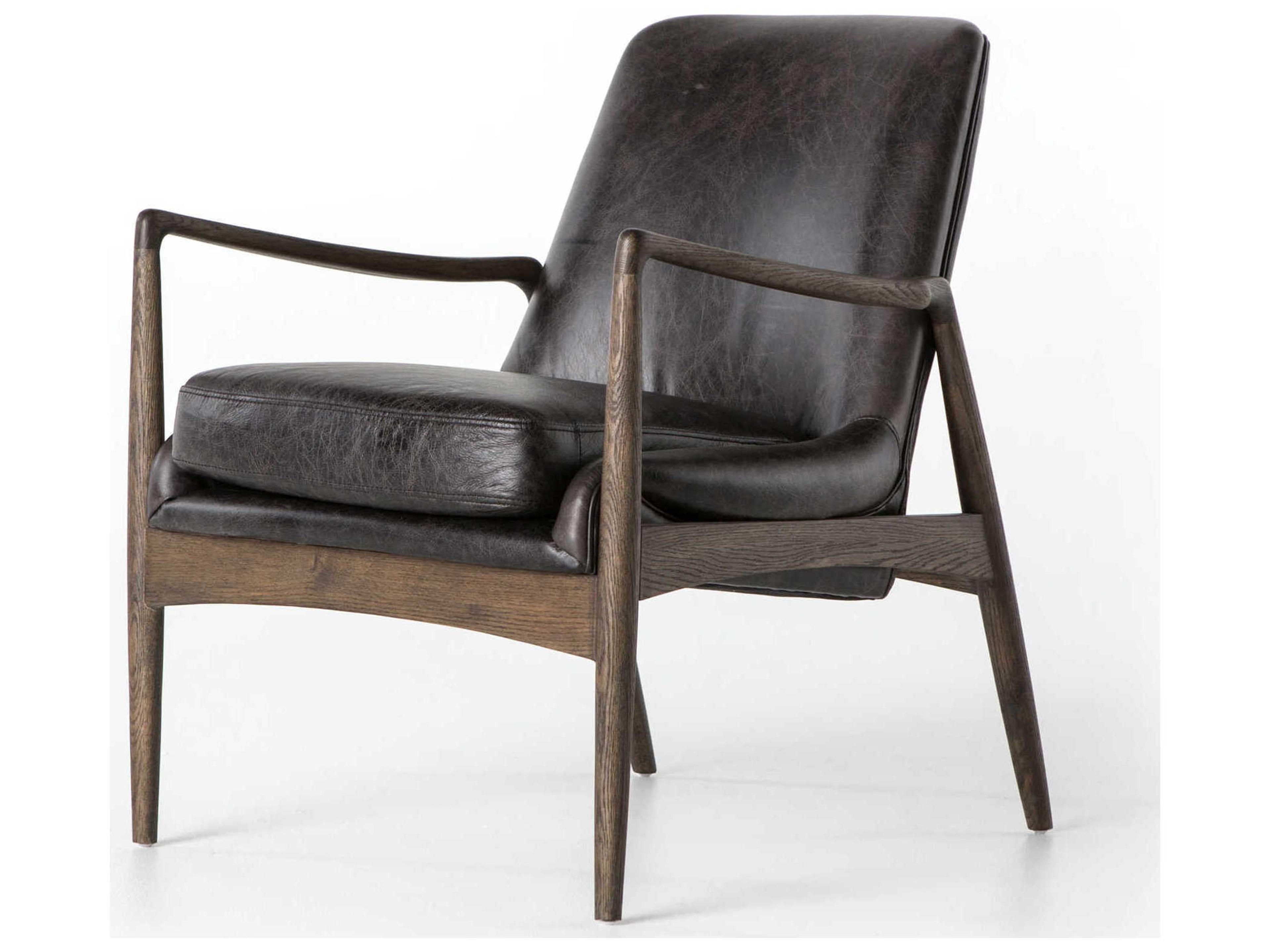 Globetrotter Black Leather Accent Chair