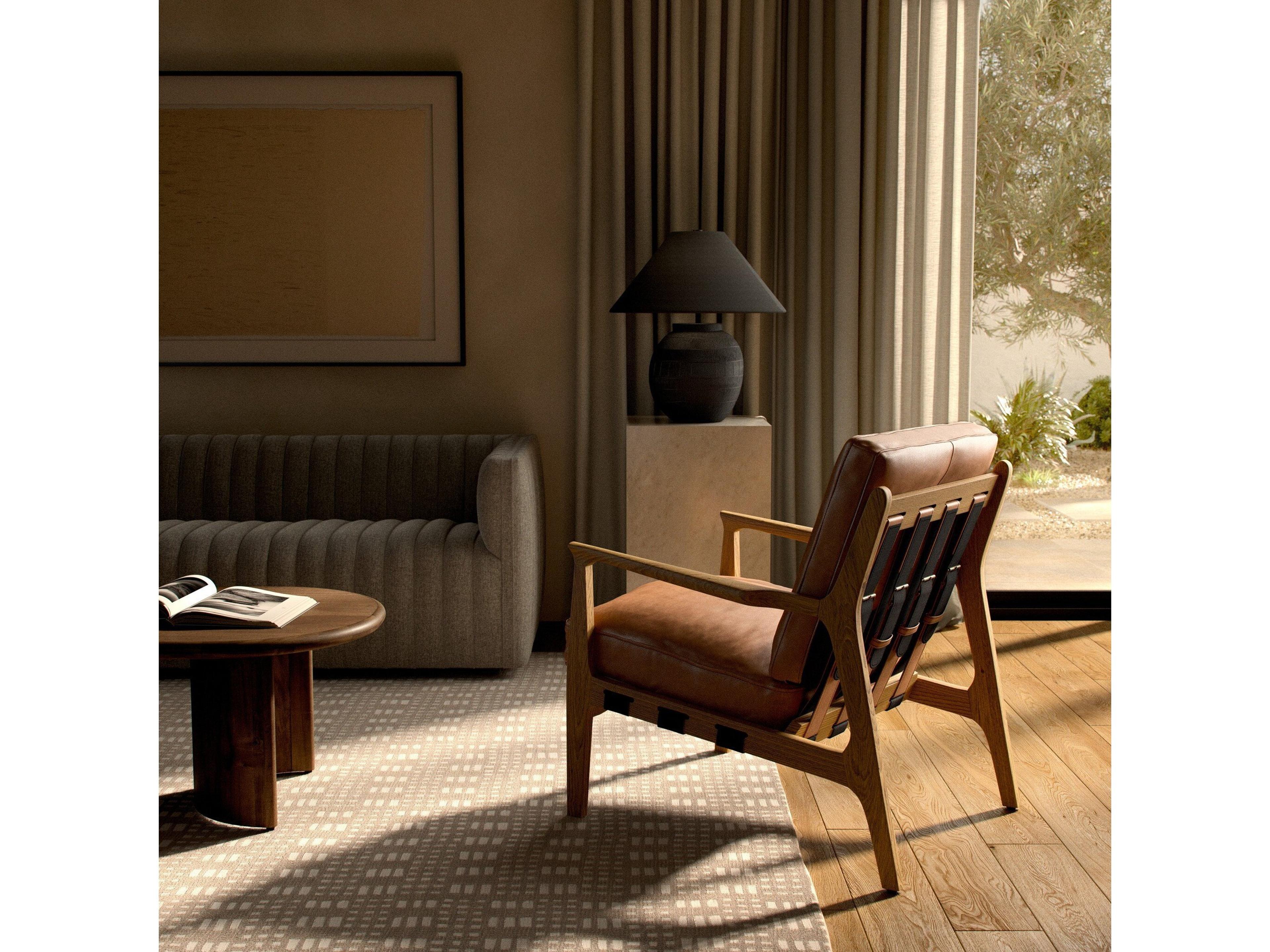 Four Hands Bishop Silas Brown Leather Accent Chair