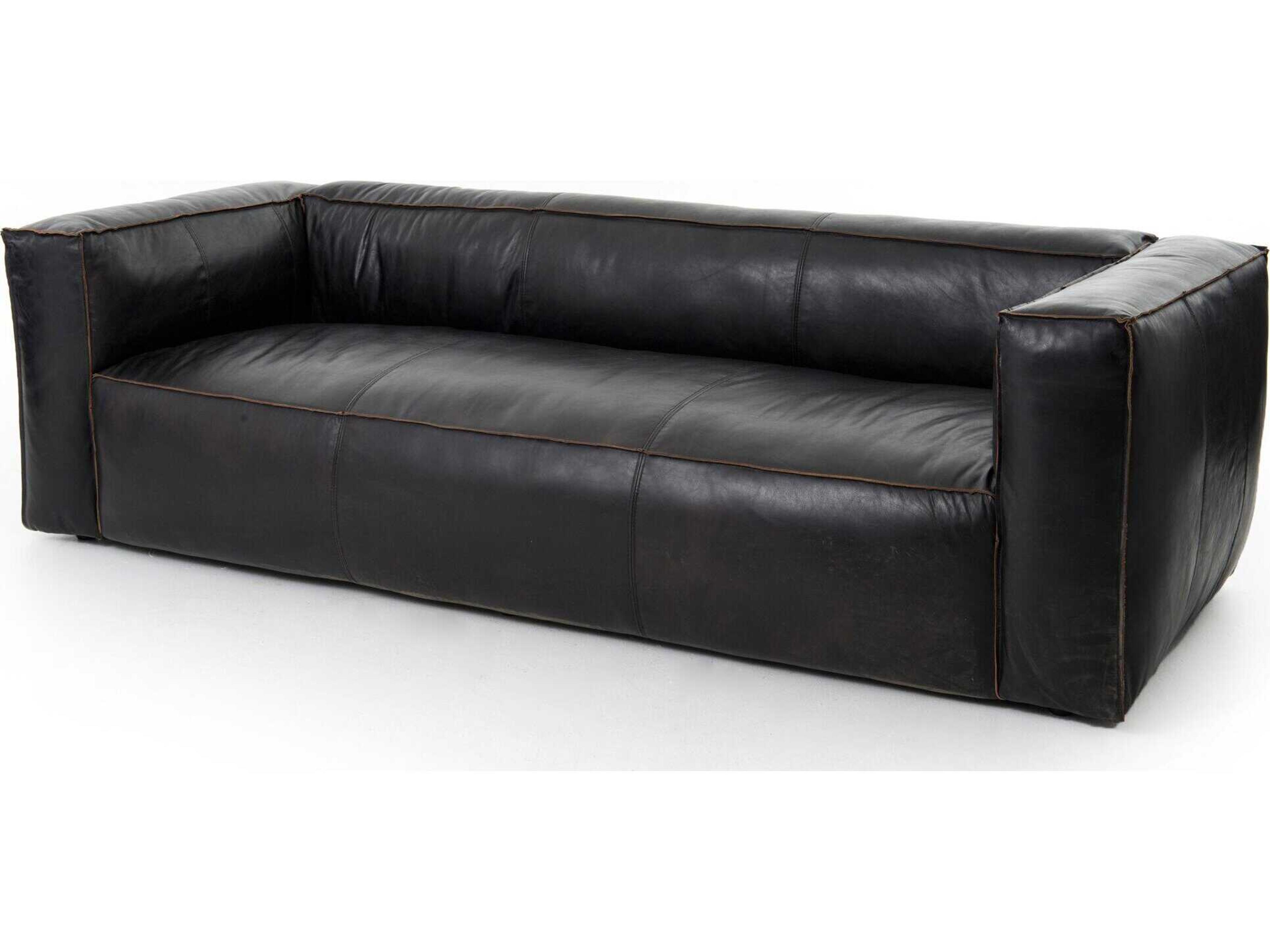 Carnegie Nolita Black Leather Sofa