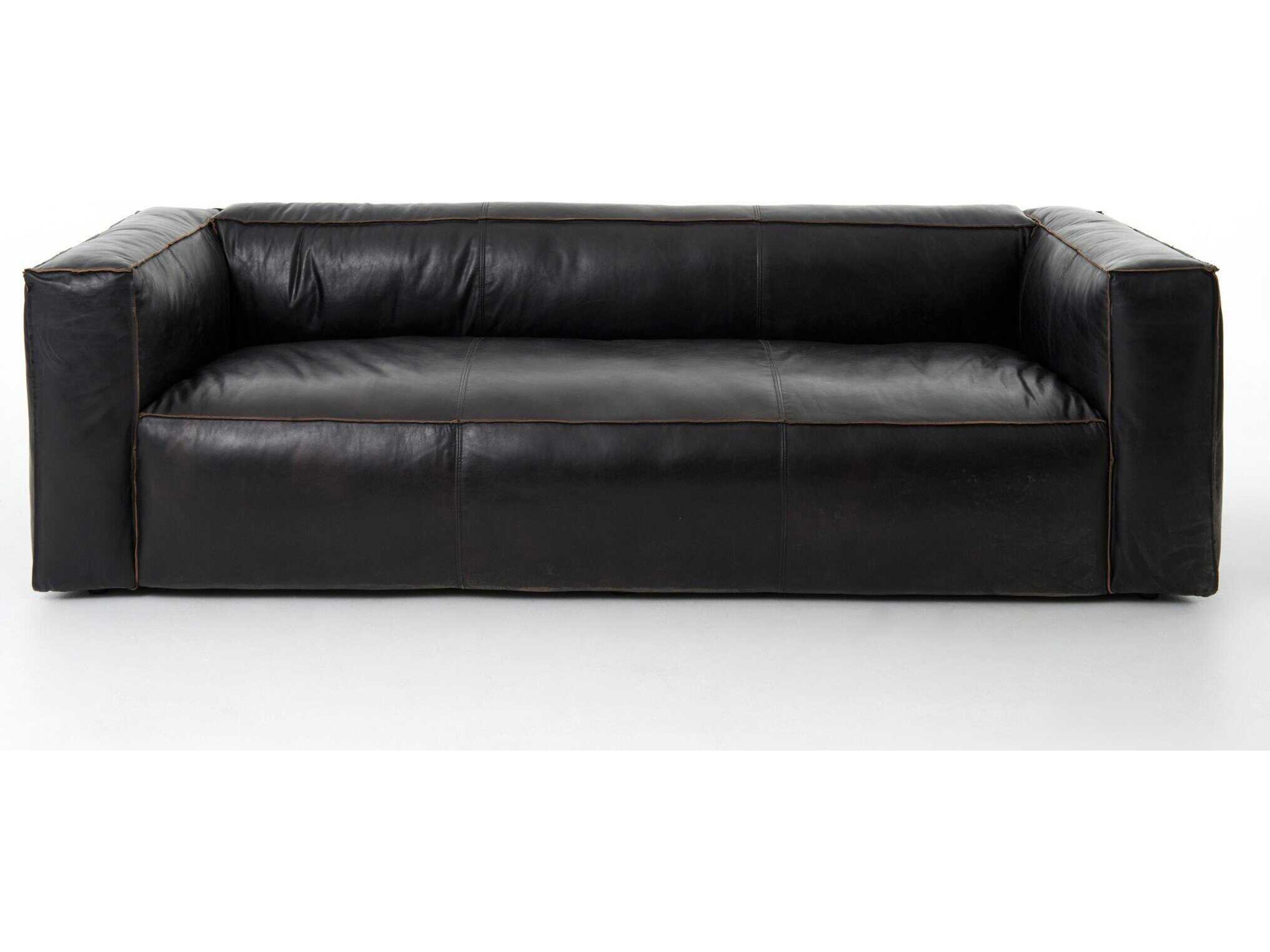 Four Hands Carnegie Nolita Black Leather Sofa
