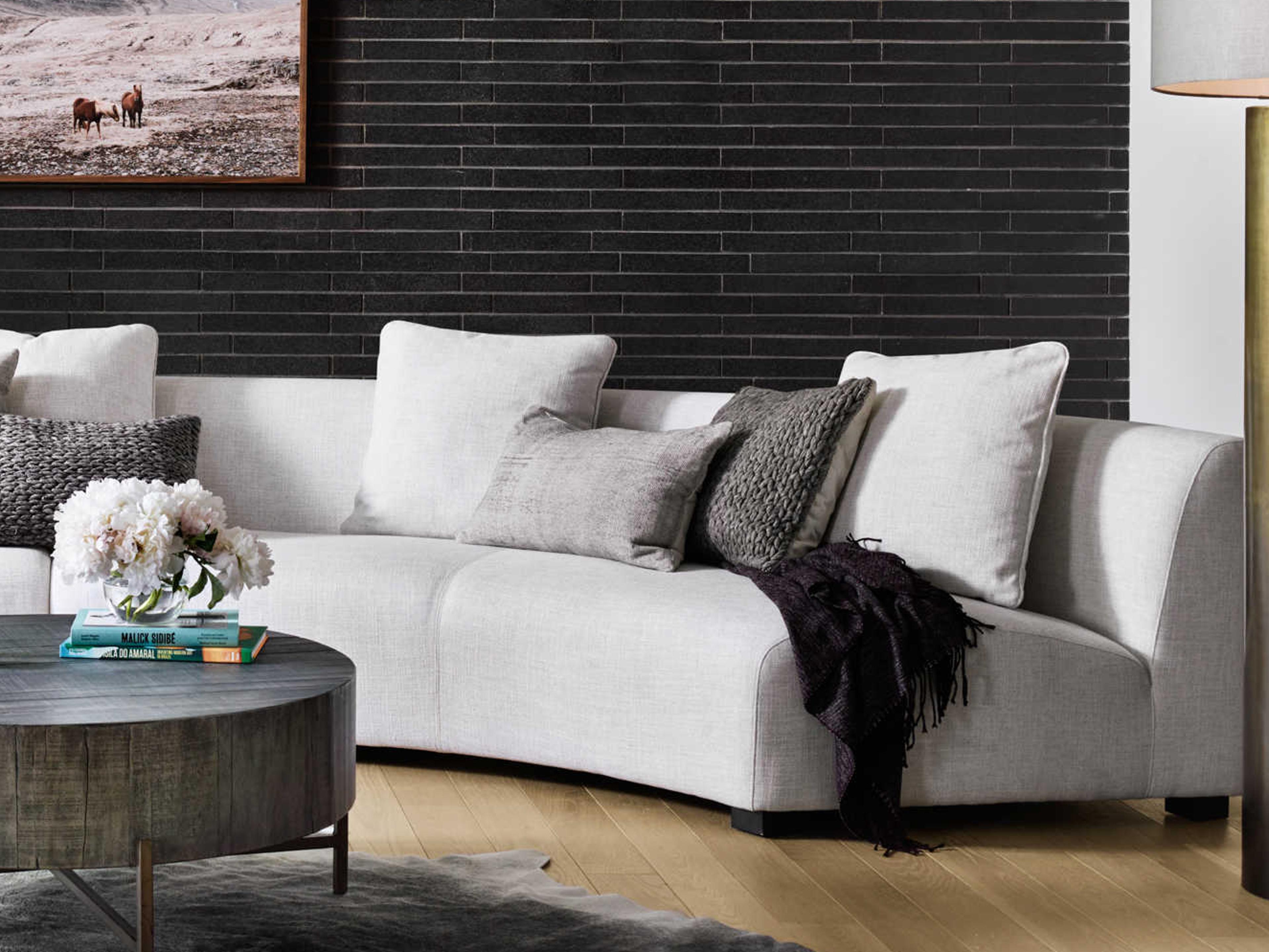 Four Hands Grayson Modular Dover Crescent Burnt Umber Cream Upholstered Sofa