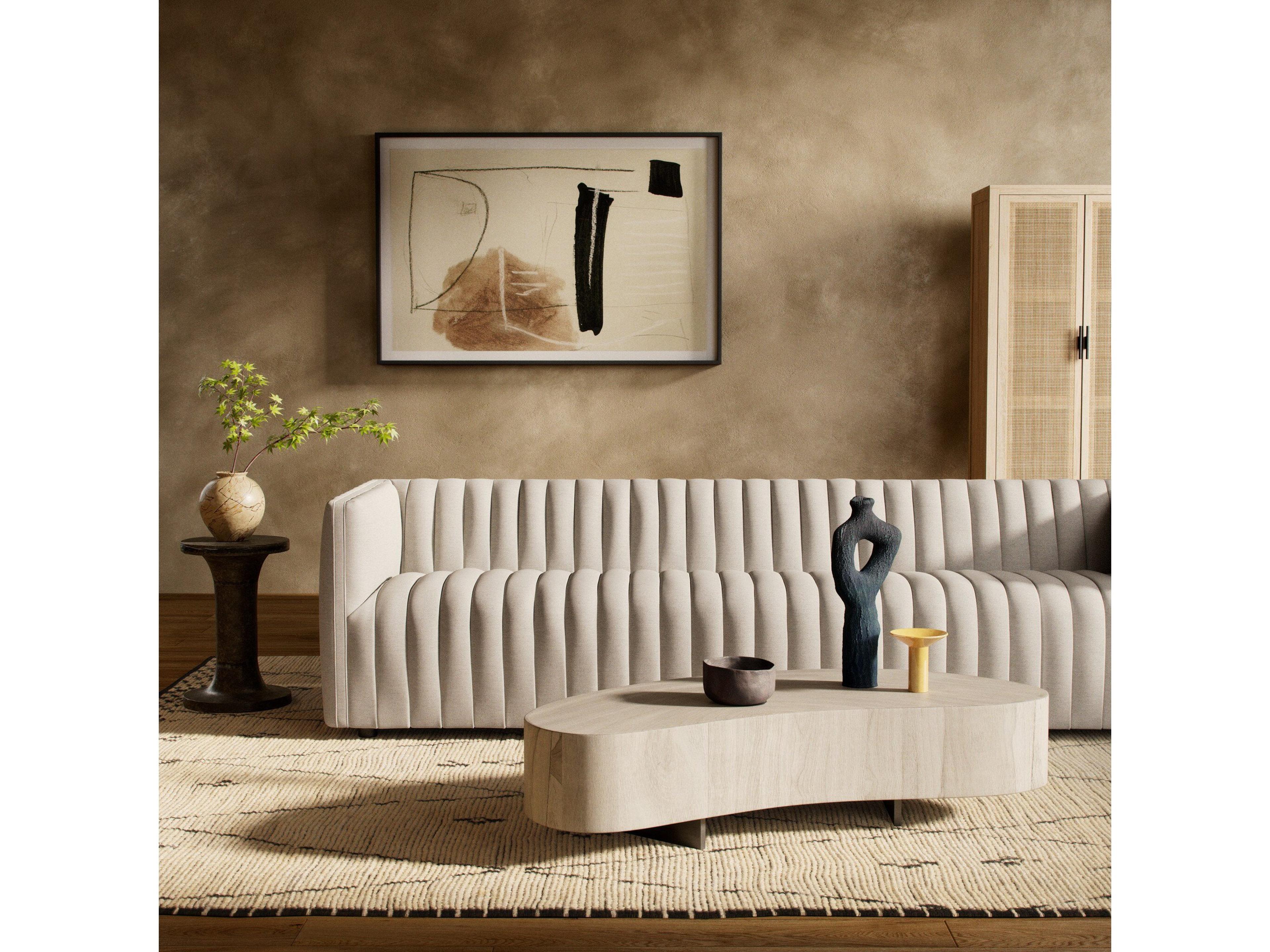 Four Hands Grayson Augustine Dover Crescent Cream Upholstered Sofa