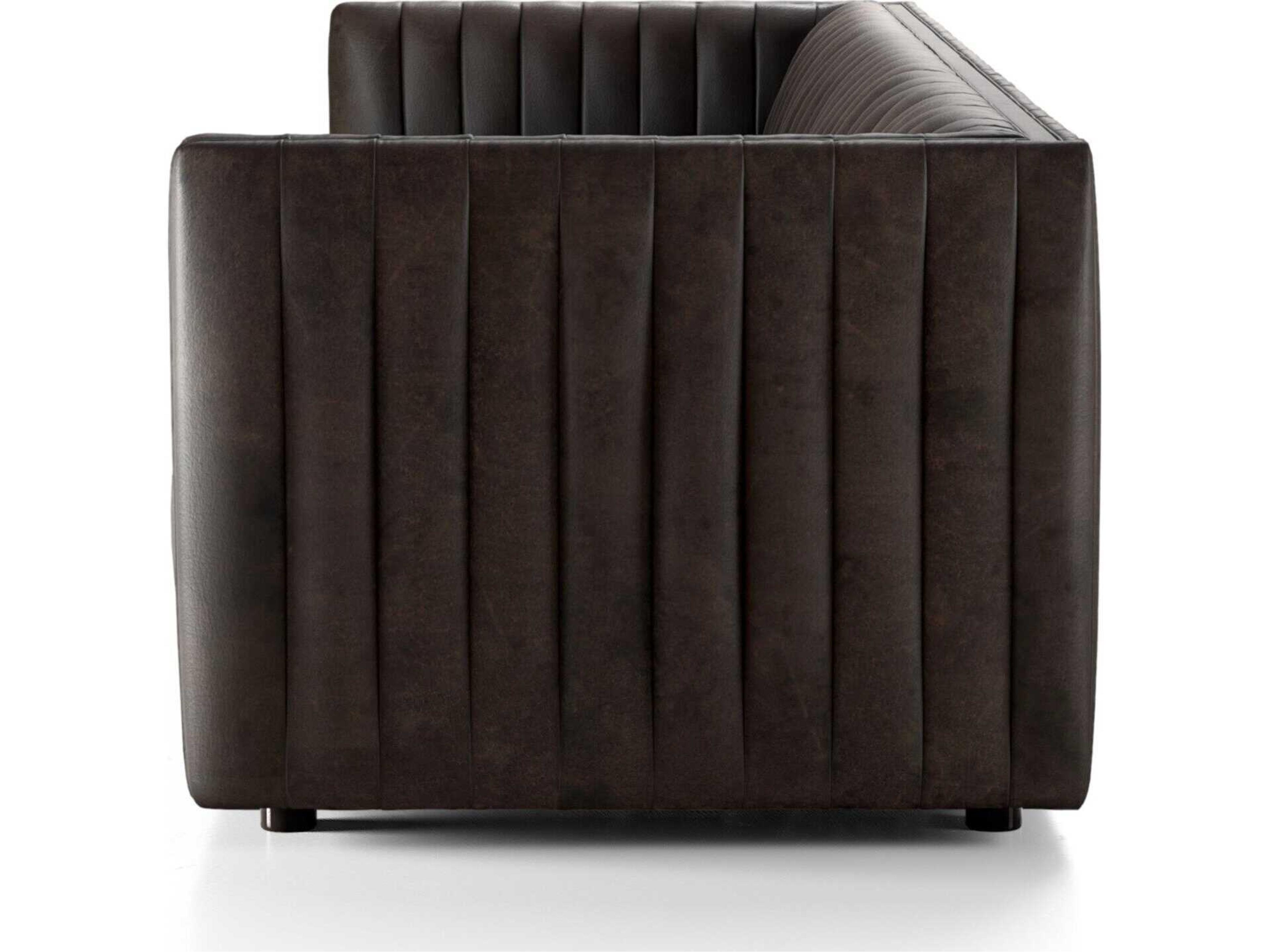 Four Hands Grayson Augustine Deacon Wolf Brown Leather Sofa