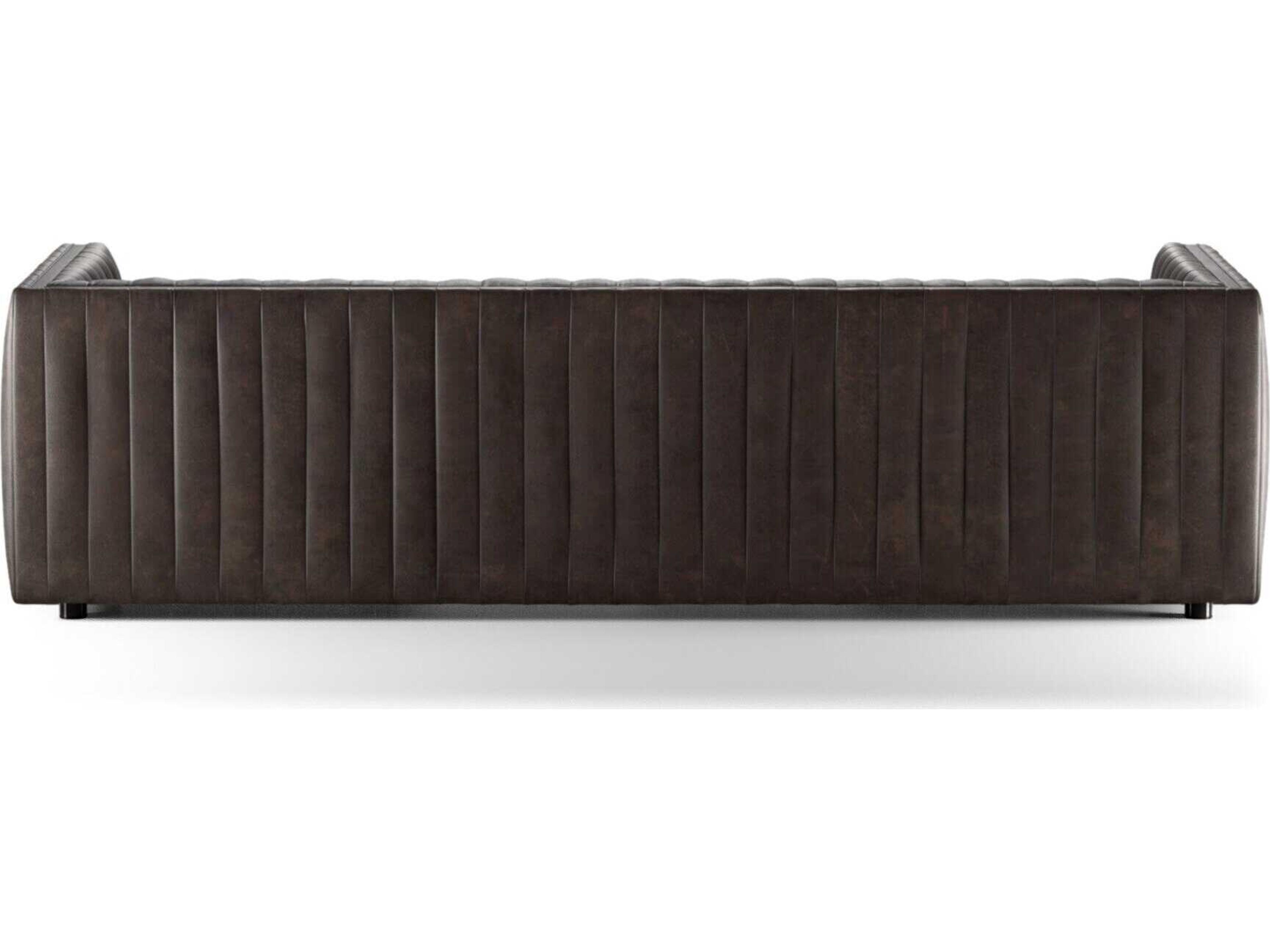 Four Hands Grayson Augustine Deacon Wolf Brown Leather Sofa