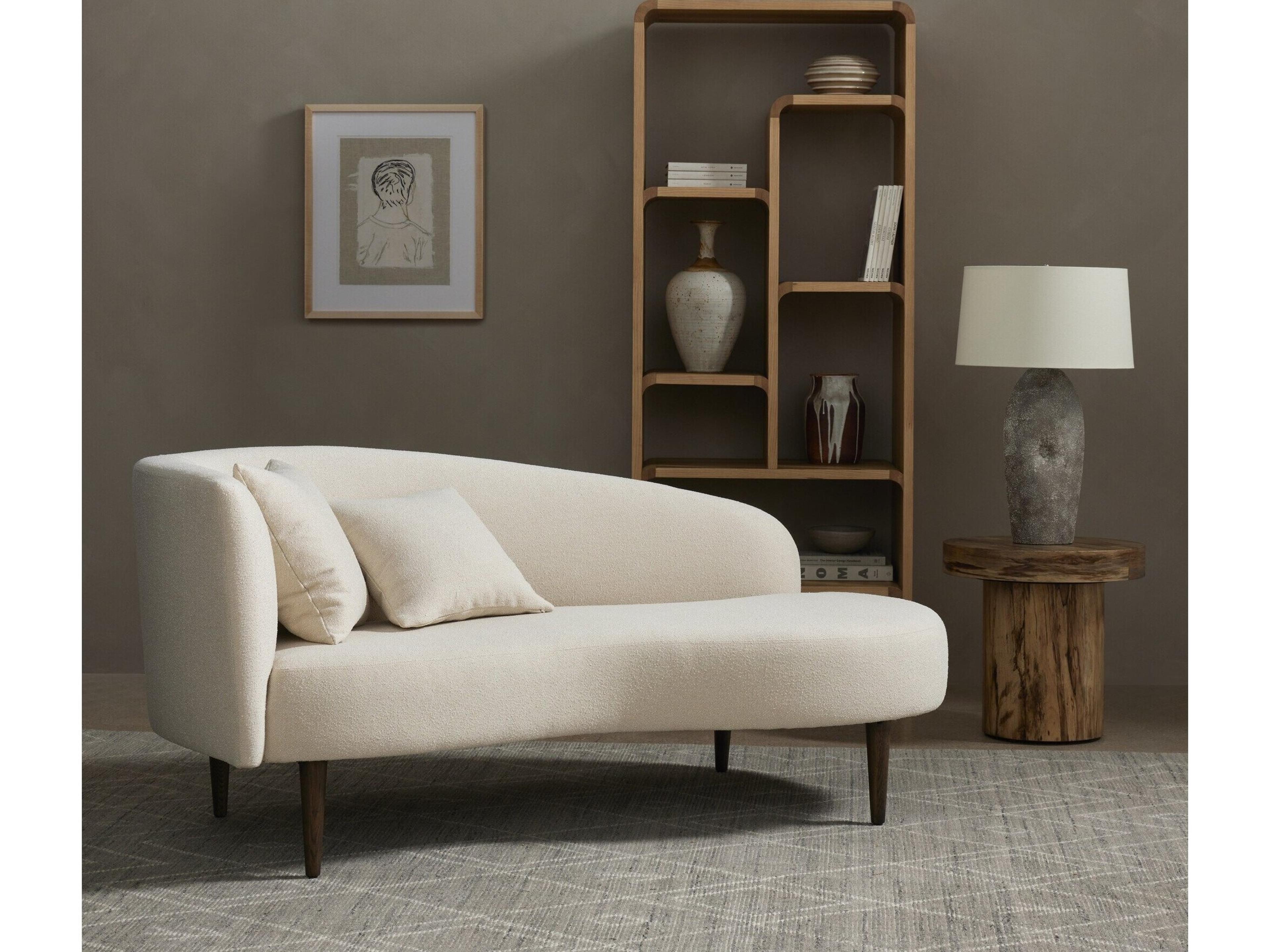 Four Hands Grayson Luna Capri Oatmeal Sienna Brown Cream Upholstered Chaise