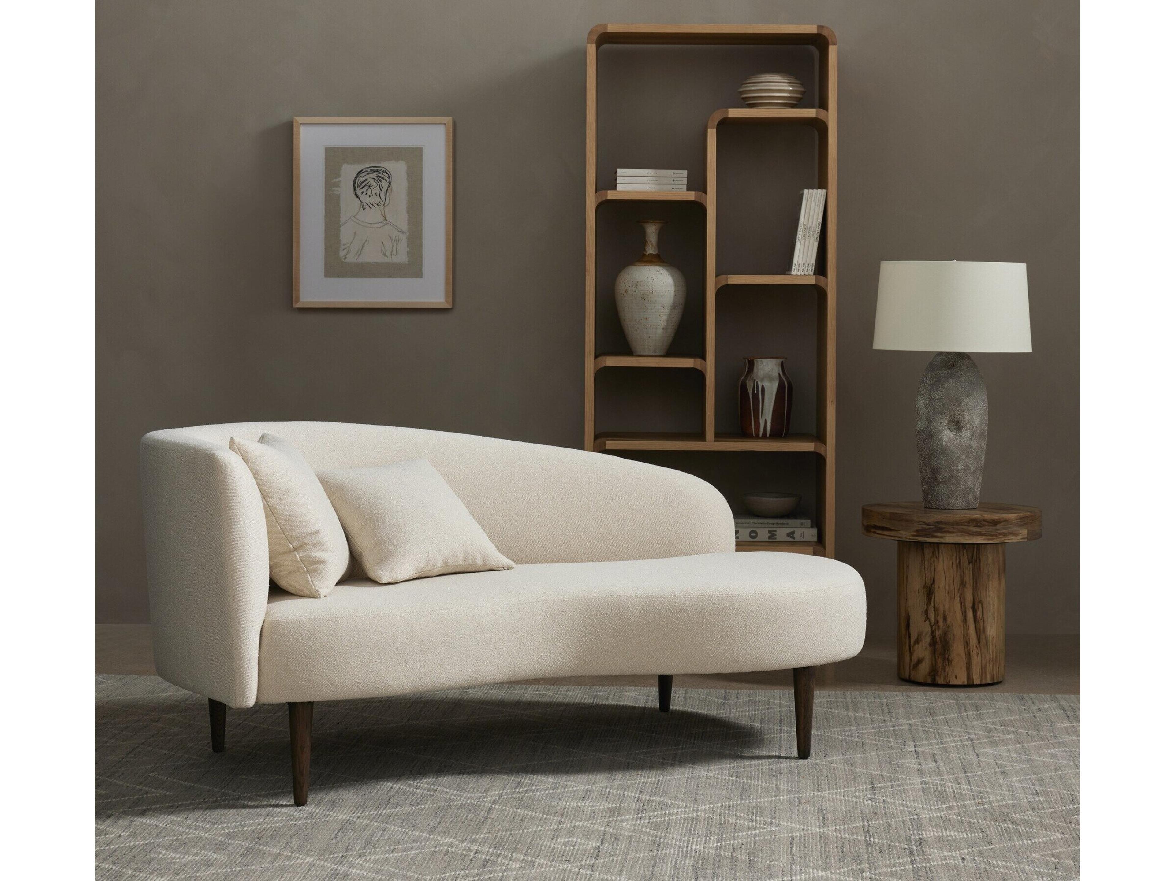 Four Hands Grayson Luna Capri Oatmeal Sienna Brown Cream Upholstered Chaise