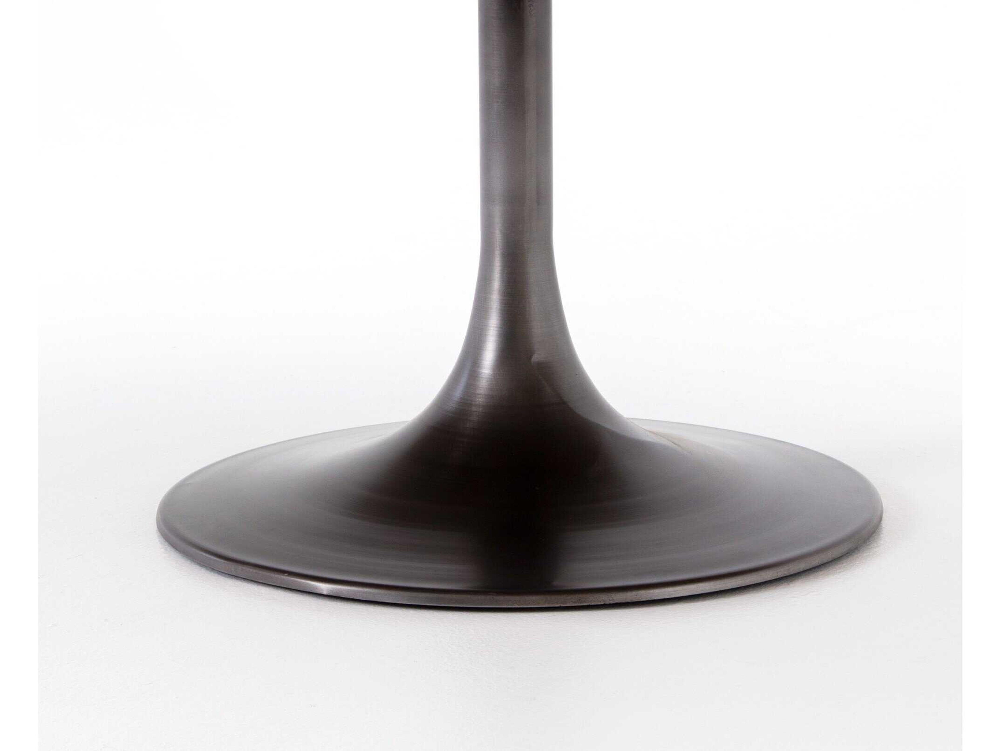 Four Hands Hughes Evans Oval Wood Vessel Grey Polished Brass Light Burnt Oak Dining Table