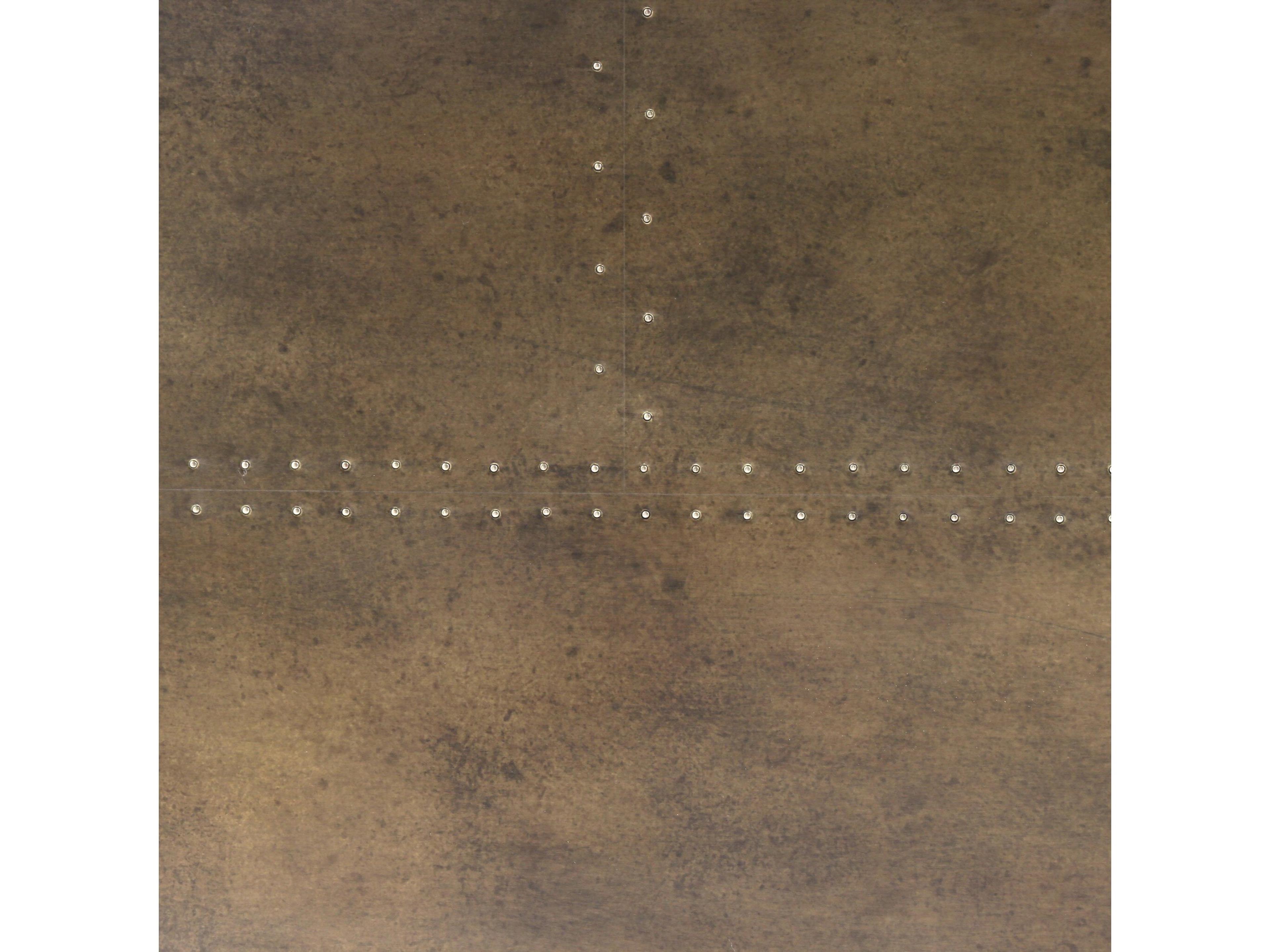 Four Hands Hughes Spider Rectangular Wood Light Rustic Black Bright Brass Clad Sandy Oak Console Table