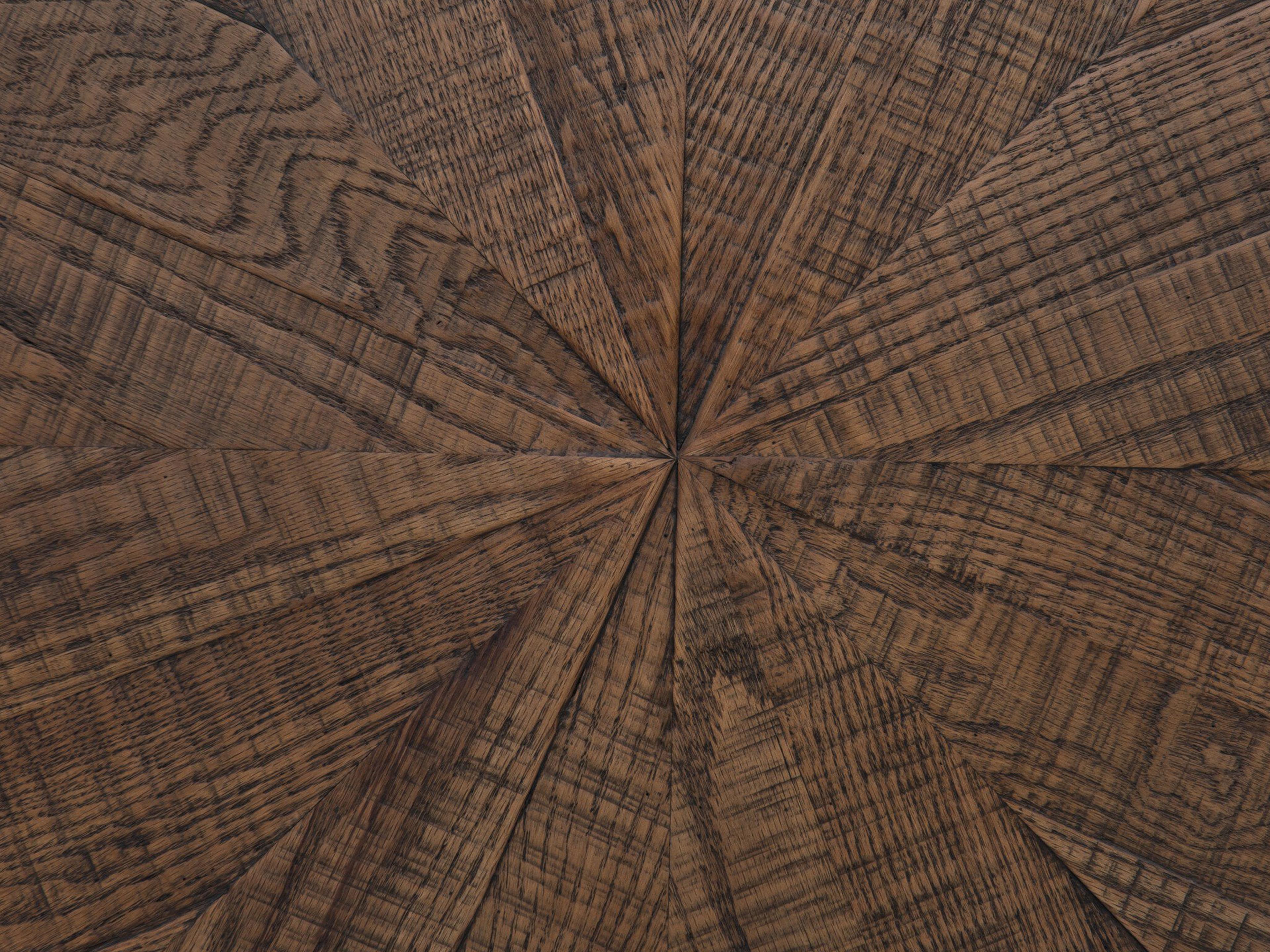 Four Hands Hughes Perry Round Wood Bright Brass Clad Ebony Light Coffee Table