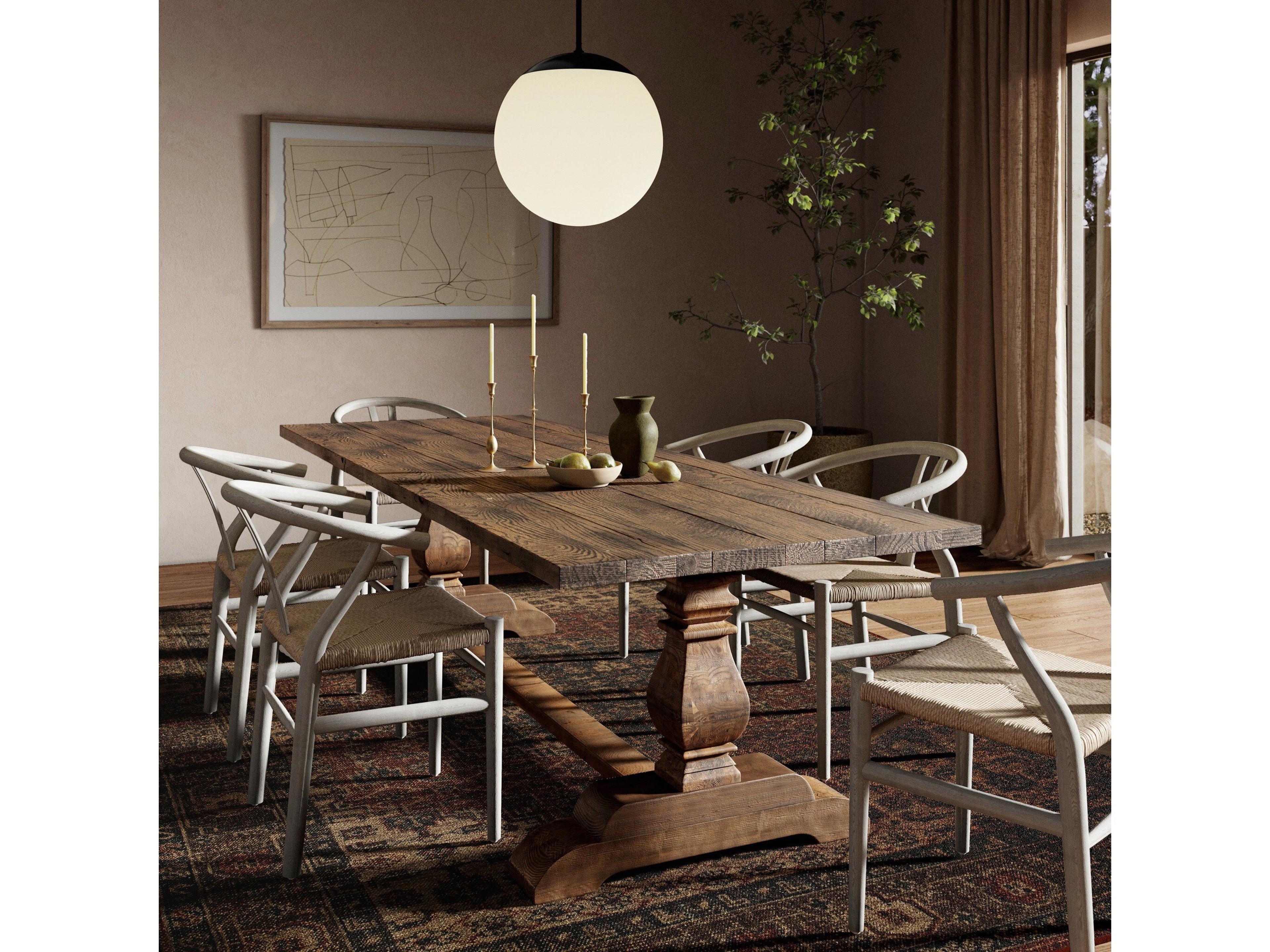 Four Hands Hughes Durham Rectangular Wood Waxed Bleached Fir Oak Dining Table