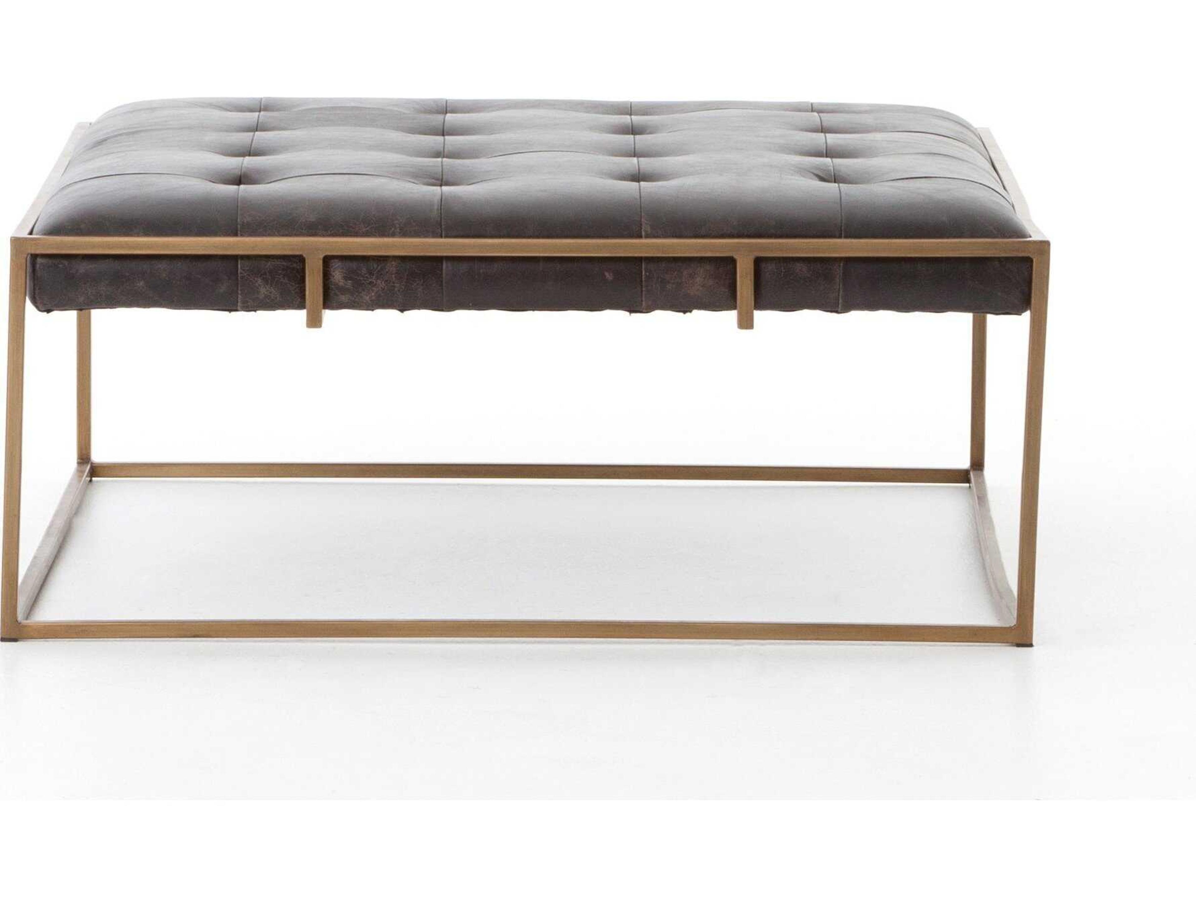 Four Hands Irondale Oxford Square Rialto Ebony Antique Brass Coffee Table