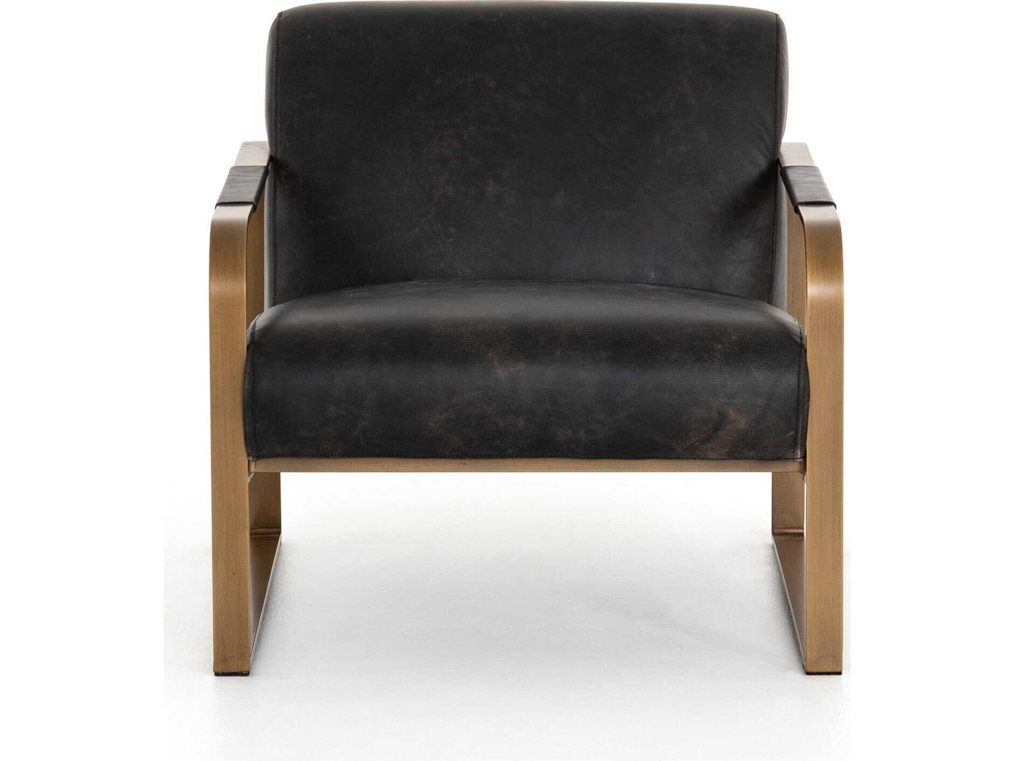 Four Hands Irondale Jules Black Leather Accent Chair