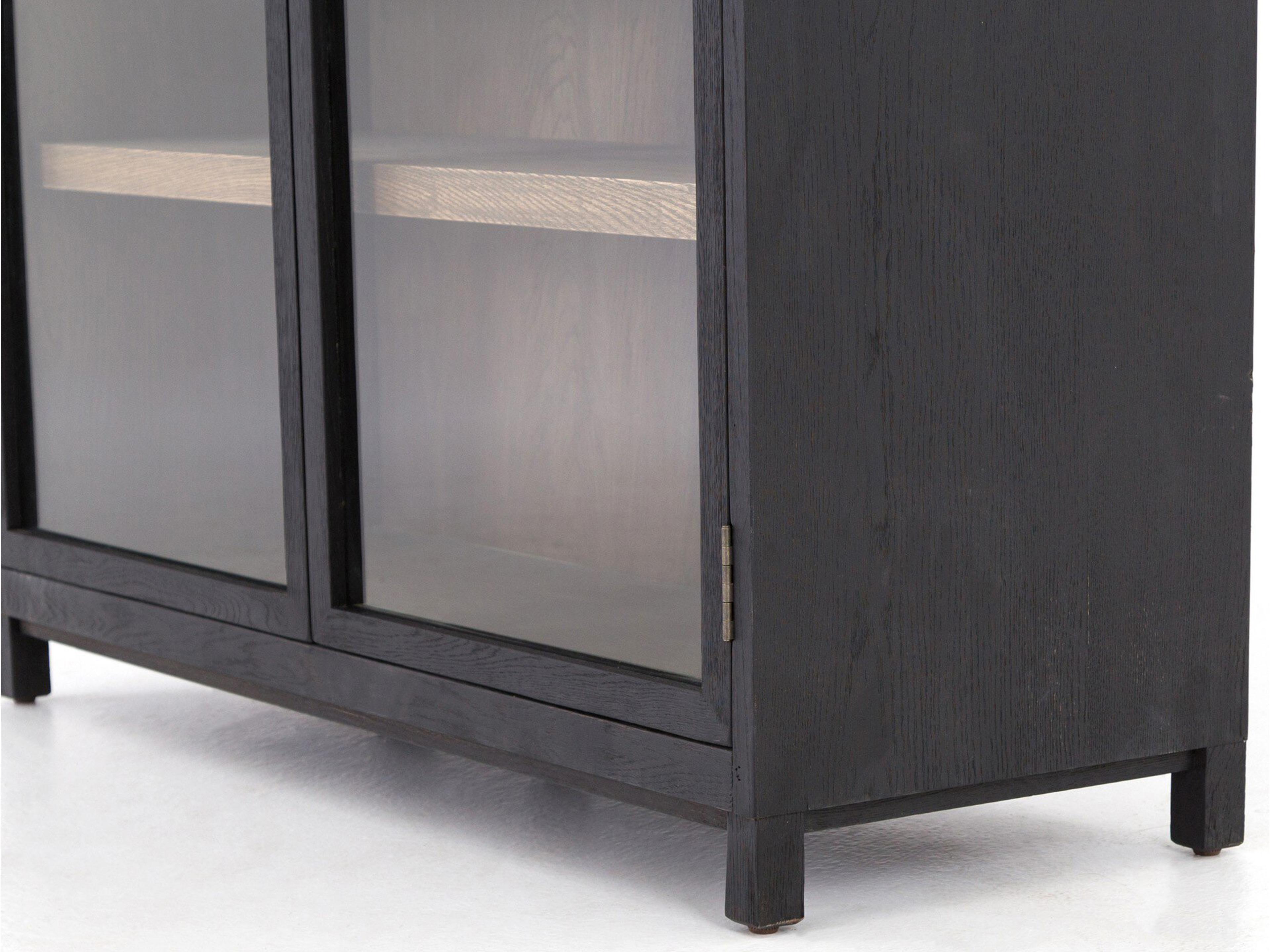 Four Hands Irondale Millie Oak Wood Drifted Black Display Cabinet