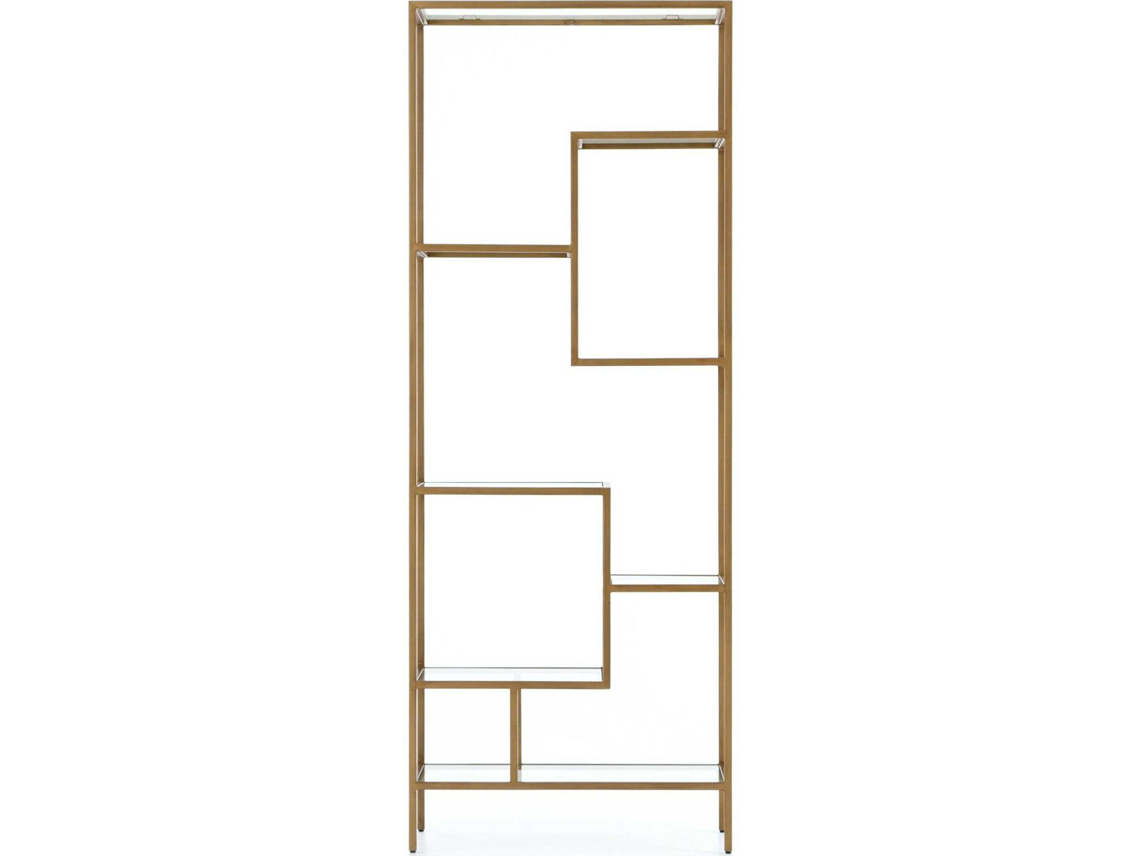 Four Hands Irondale Antique Brass Tempered Glass Bookcase