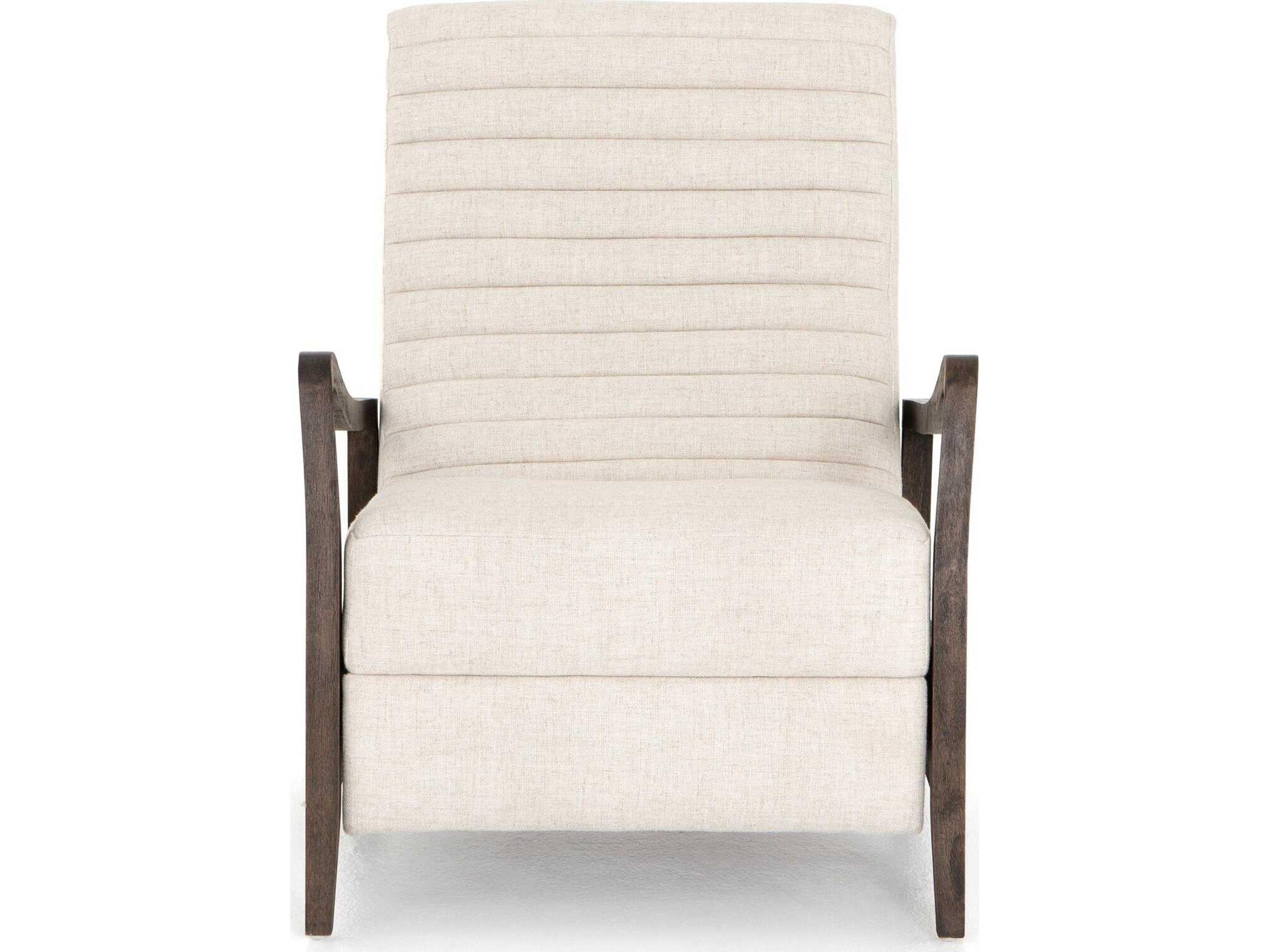 Four Hands Kensington Chance Linen Natural Rubbed Sienna Brown Cream Upholstered Recliner