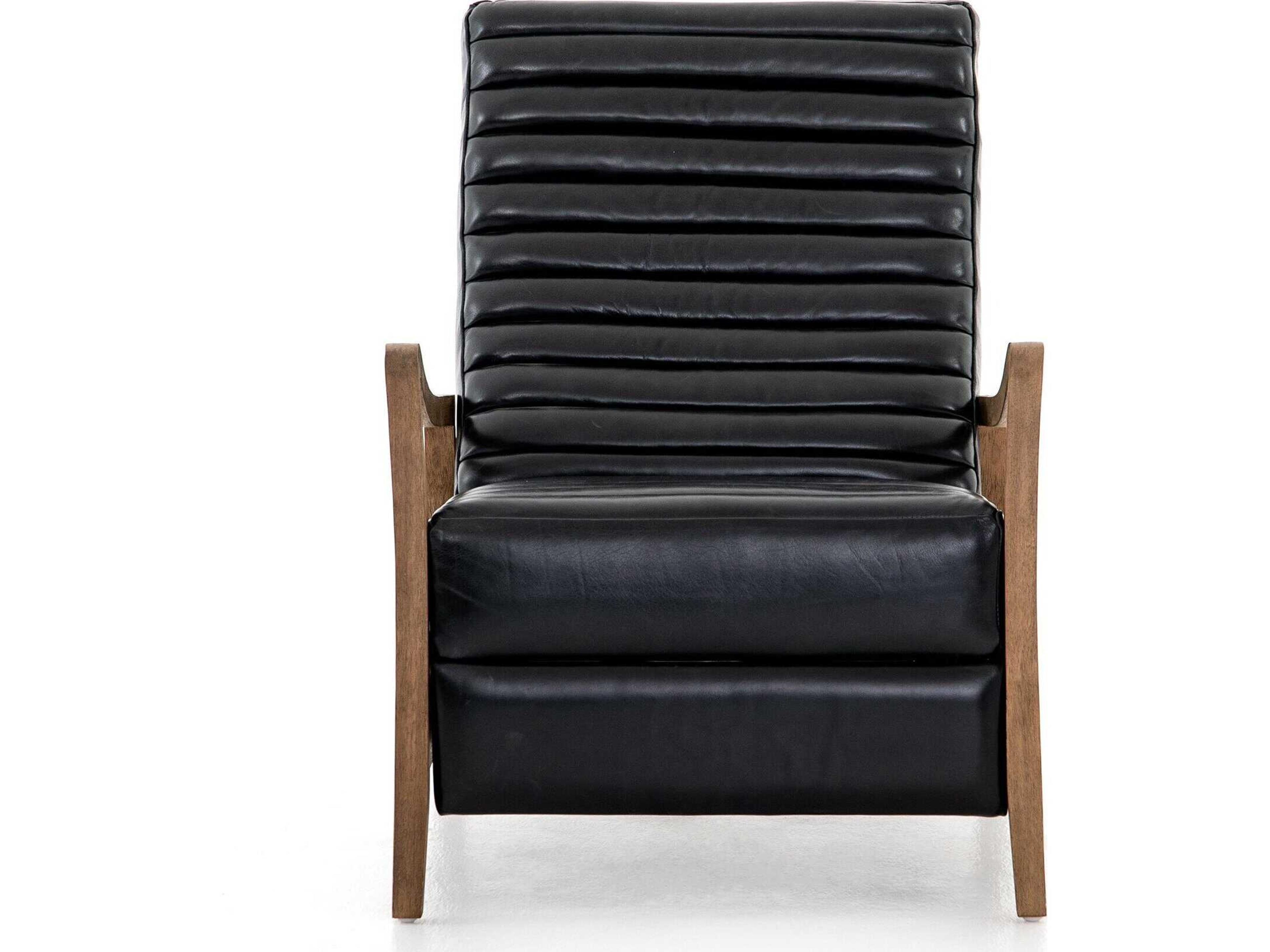 Four Hands Kensington Chance Dakota Black Distressed Natural Leather Recliner