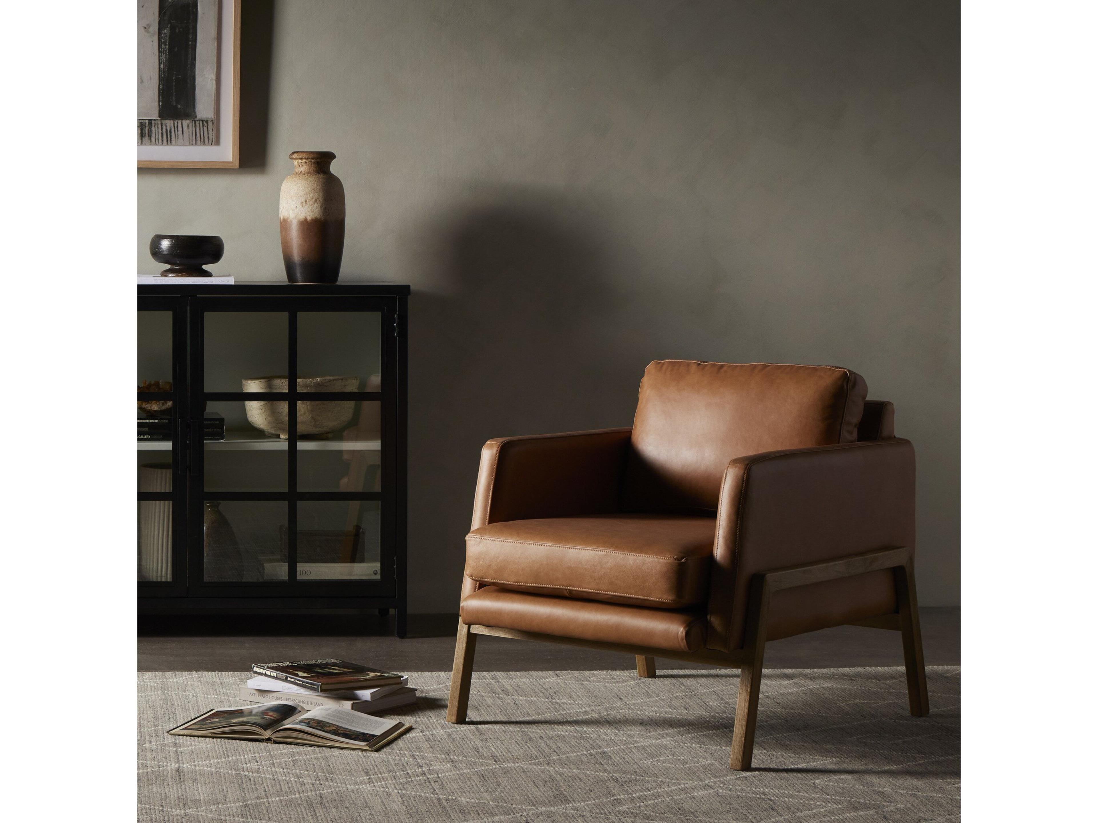 Four Hands Kensington Diana Brown Leather Accent Chair