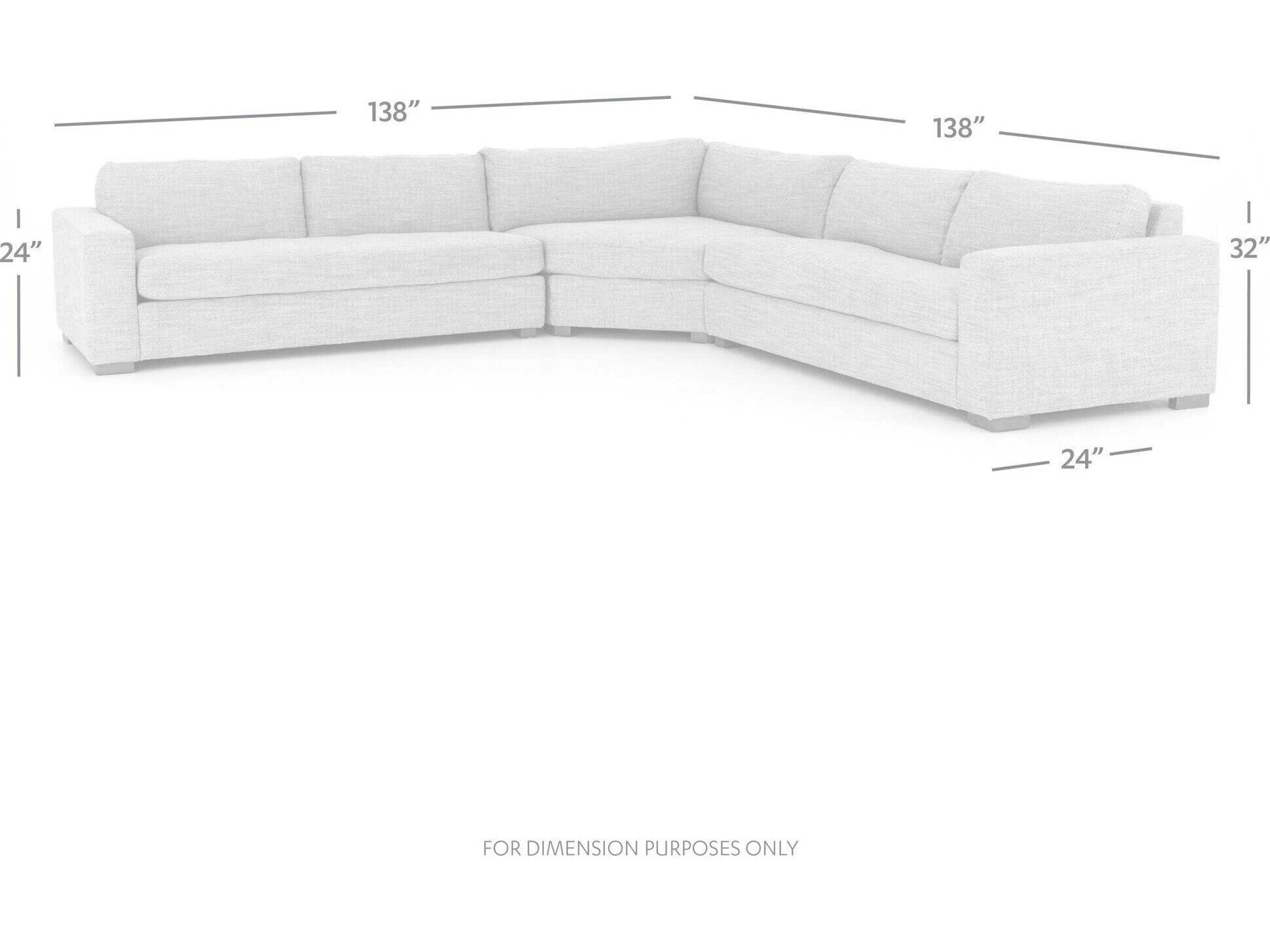 Four Hands Kensington Boone 3 - Piece Gray Upholstered Sectional Sofa