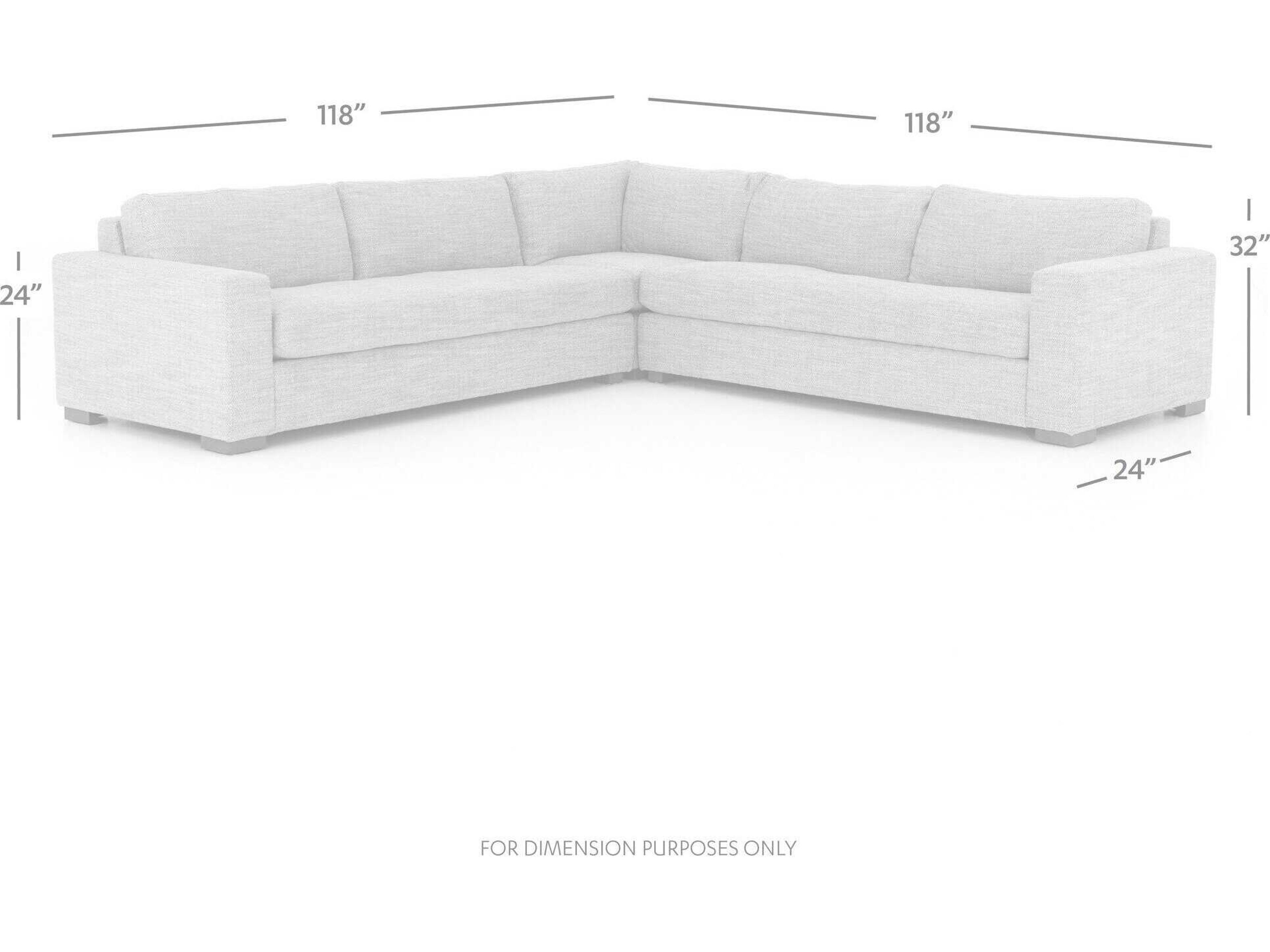 Four Hands Kensington Boone 3 - Piece Gray Upholstered Sectional Sofa