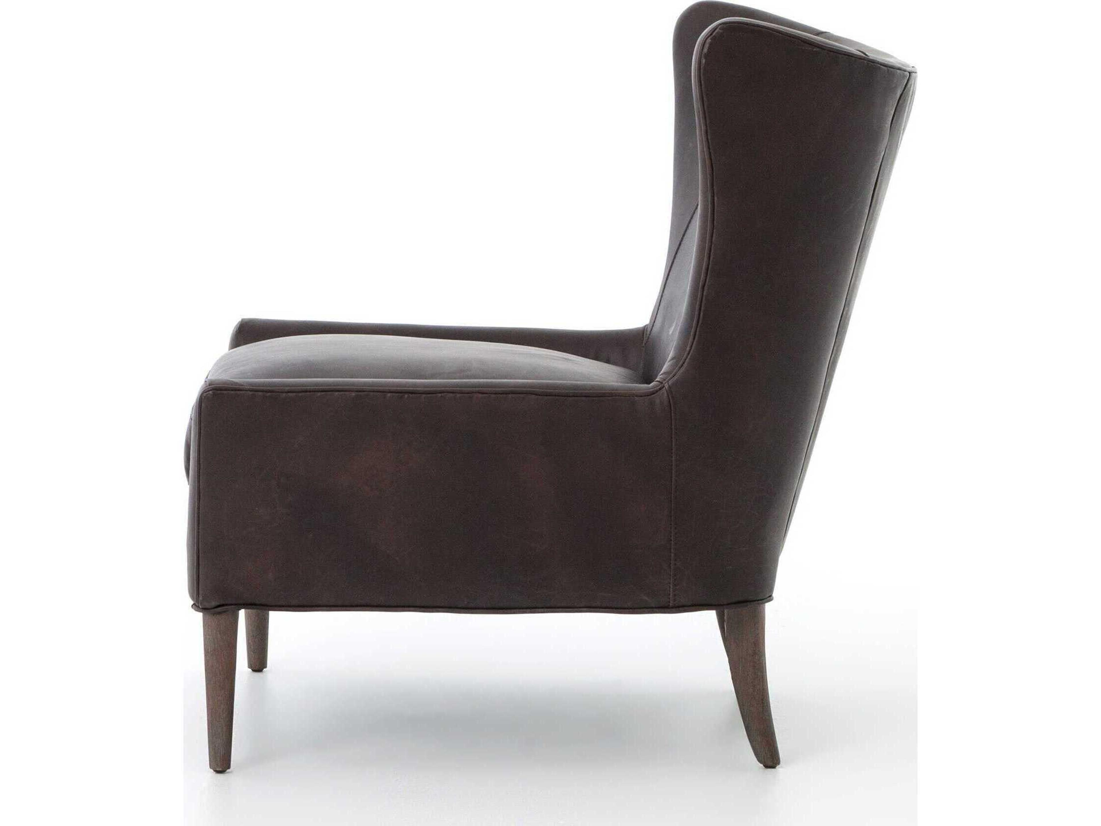 Four Hands Kensington Marlow Black Leather Accent Chair