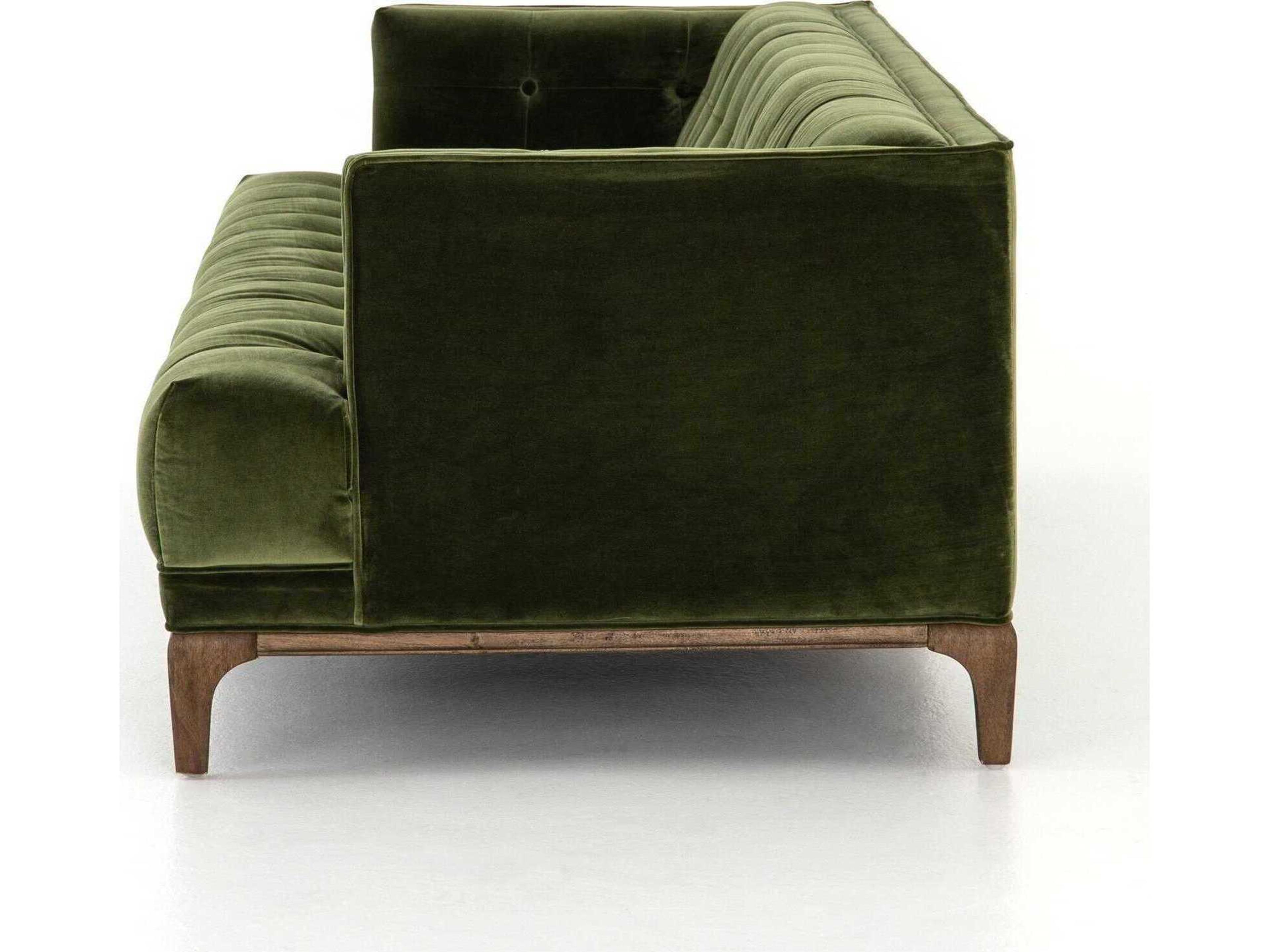 Four Hands Kensington Dylan Sapphire Olive Aspen Grey Green Upholstered Sofa