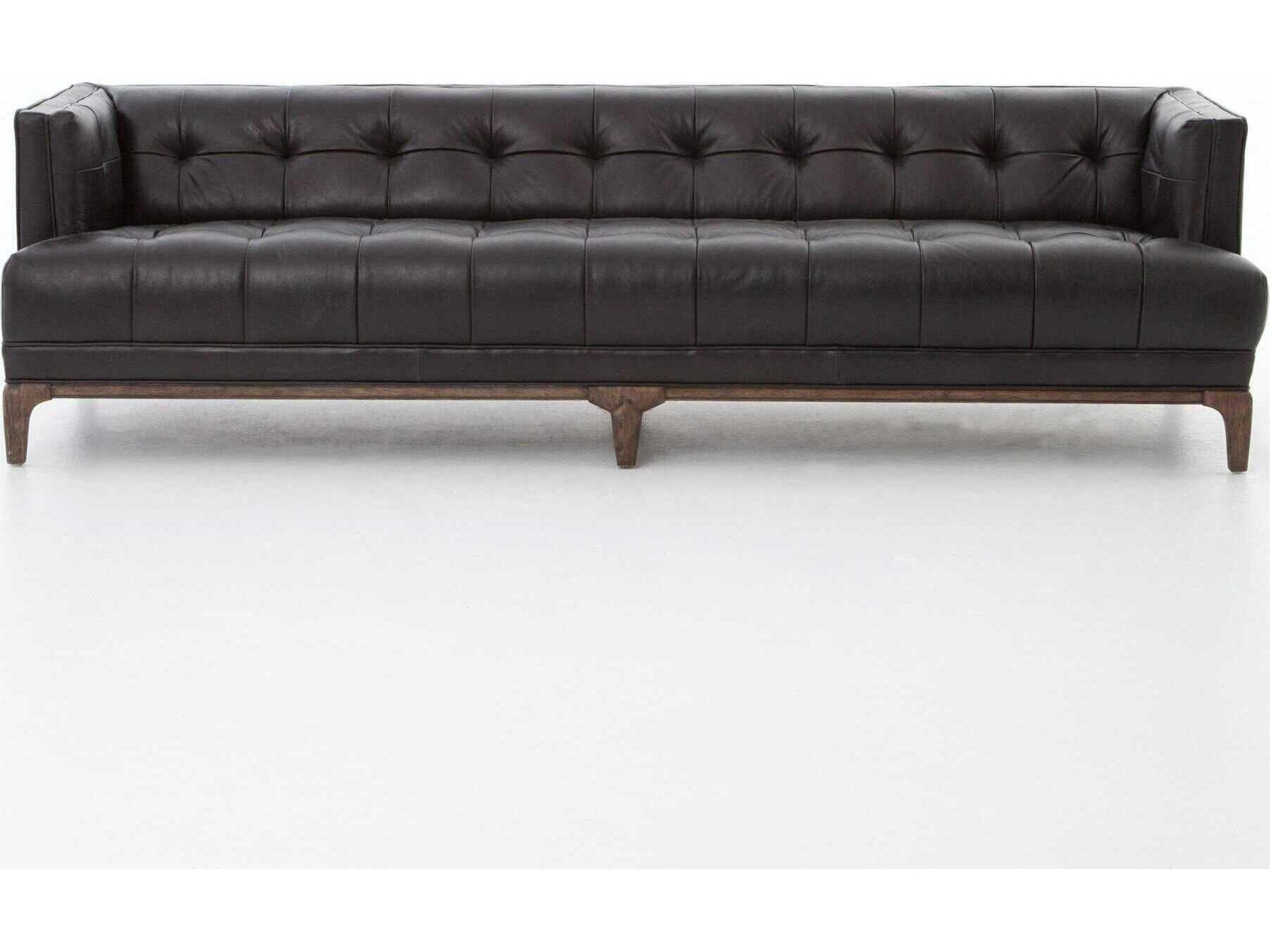 Four Hands Kensington Dylan Black Leather Sofa