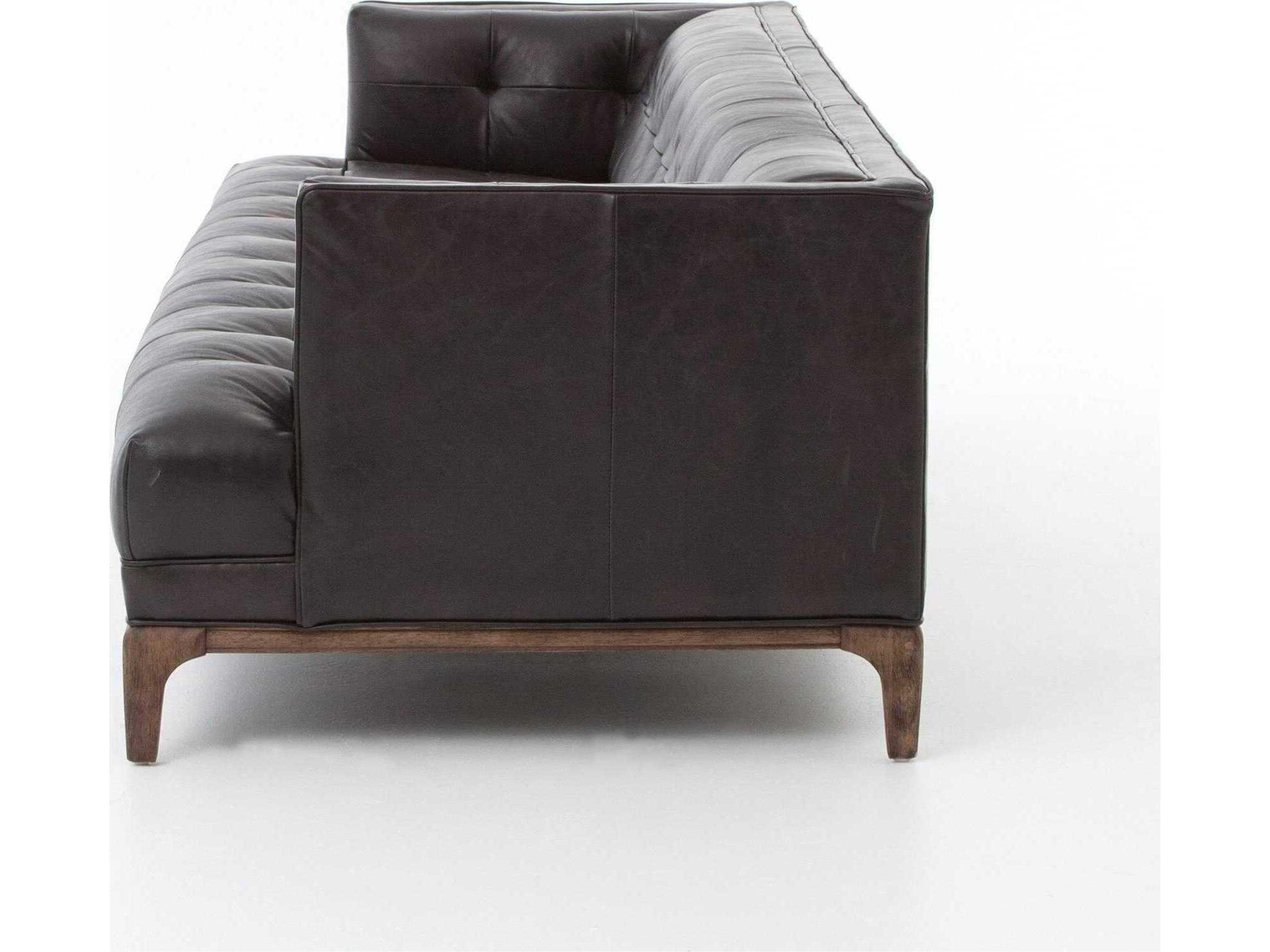 Four Hands Kensington Dylan Black Leather Sofa