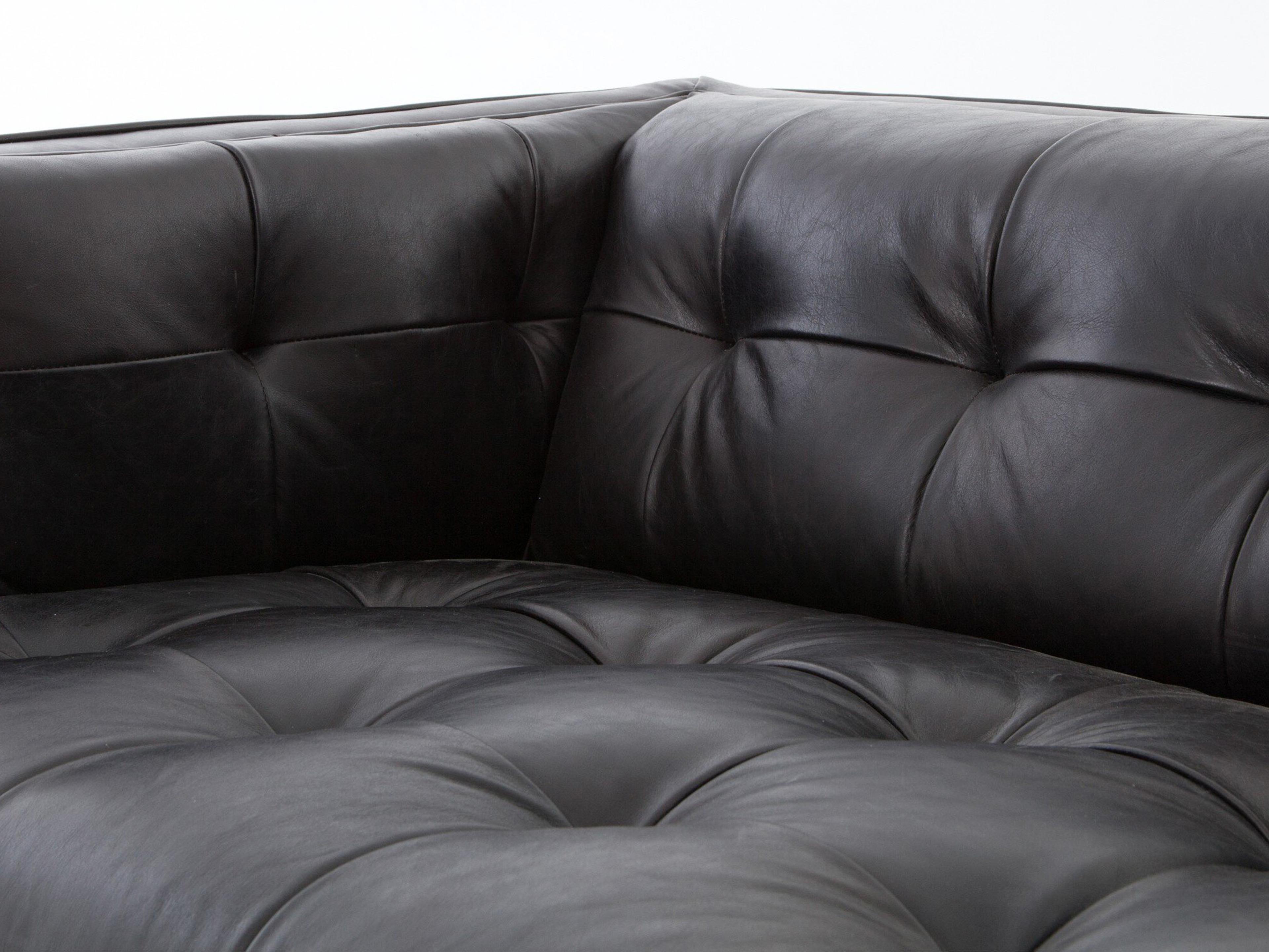 Four Hands Kensington Dylan Black Leather Sofa
