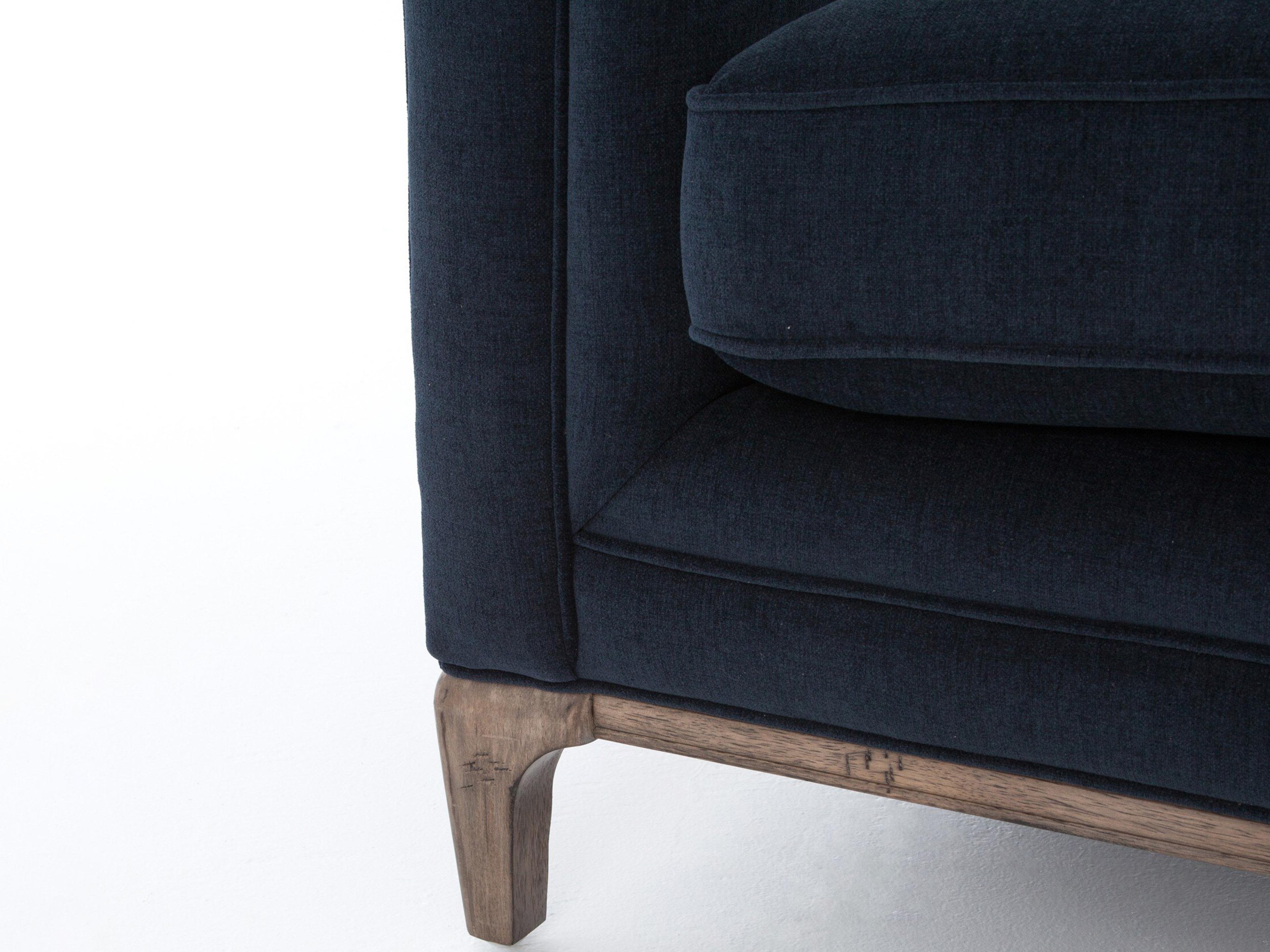 Four Hands Kensington Griffon Plush Navy Blue Upholstered Sofa