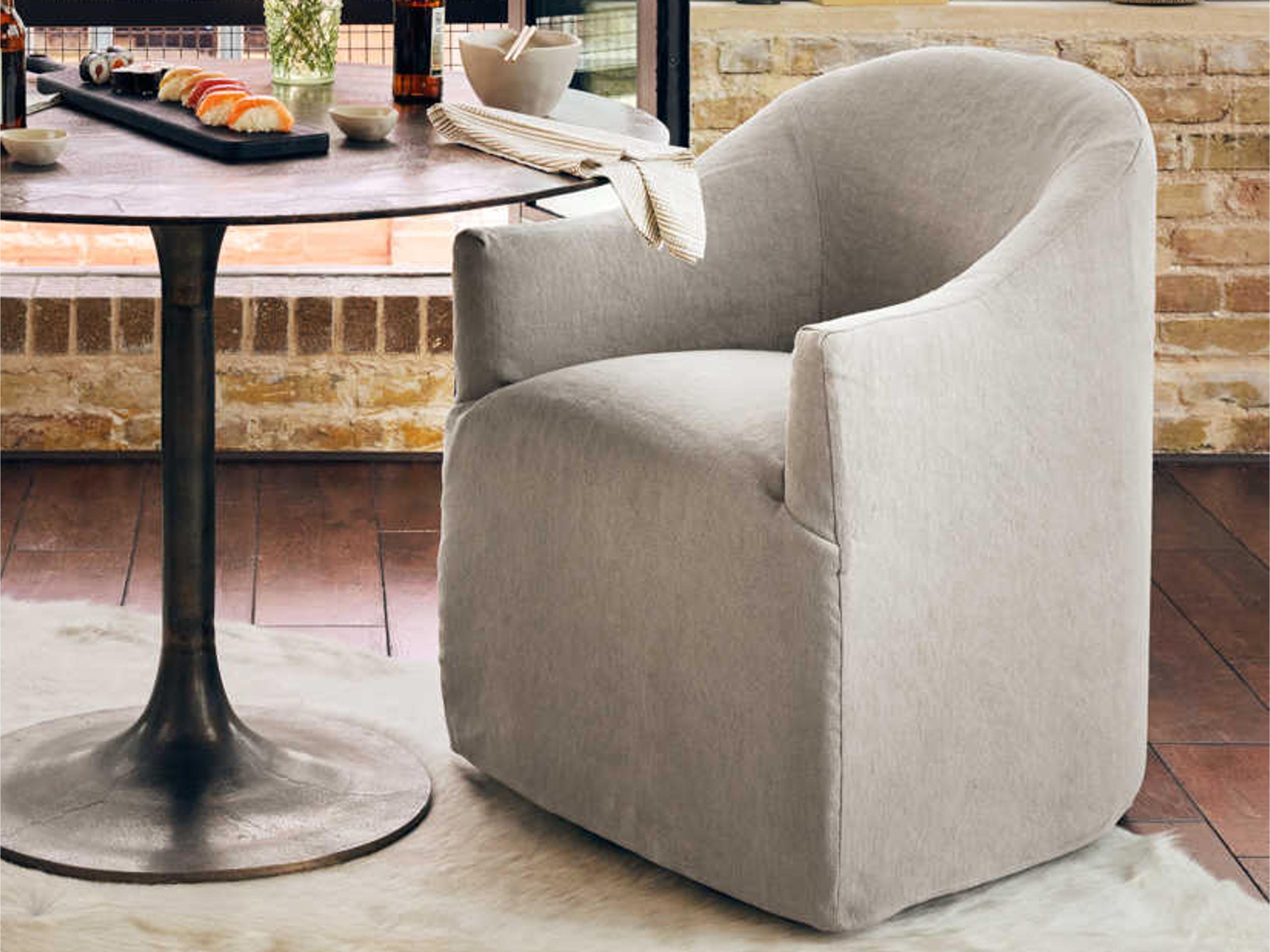 Luxecor Globetrotter Cove Gray Upholstered Arm Dining Chair