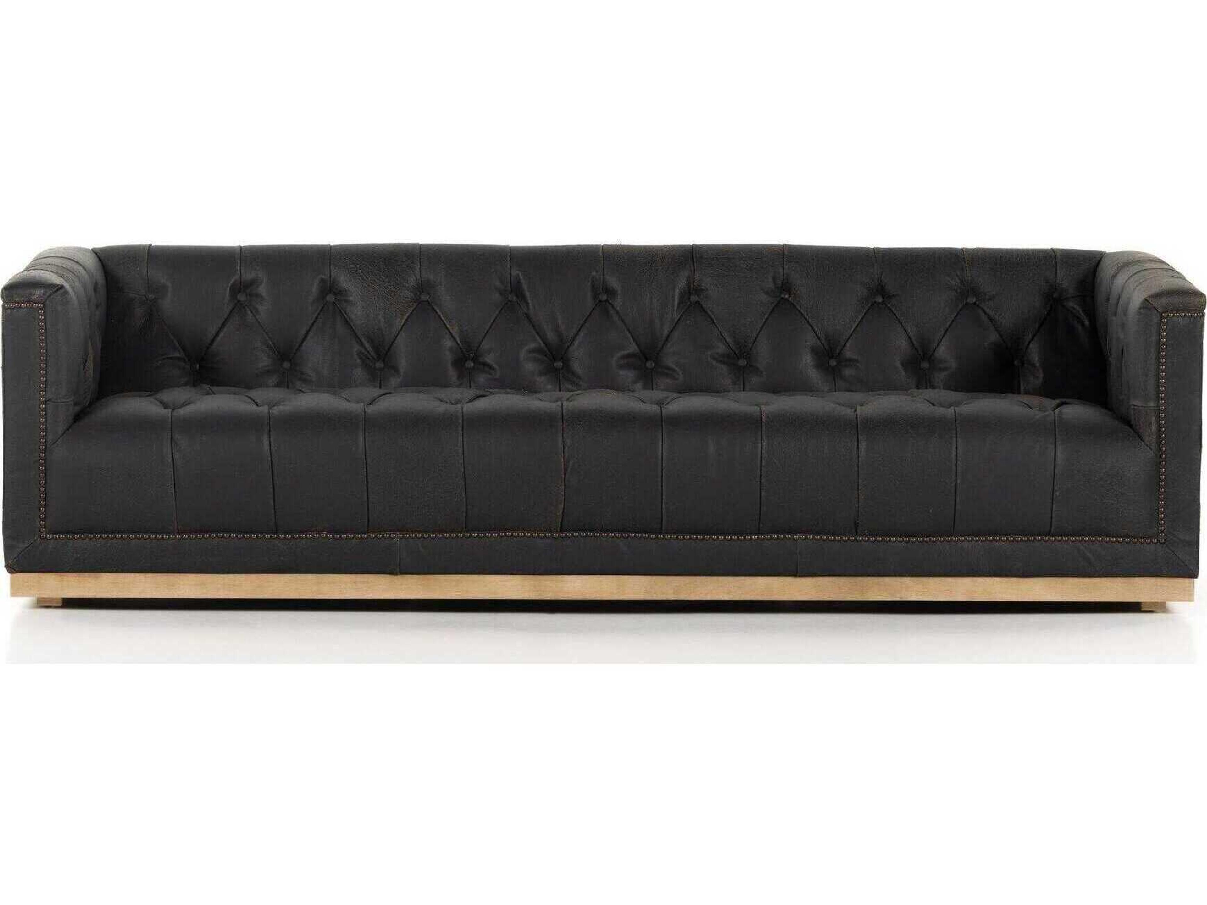 Four Hands Kensington Maxx Destroyed Black 95" Sofa