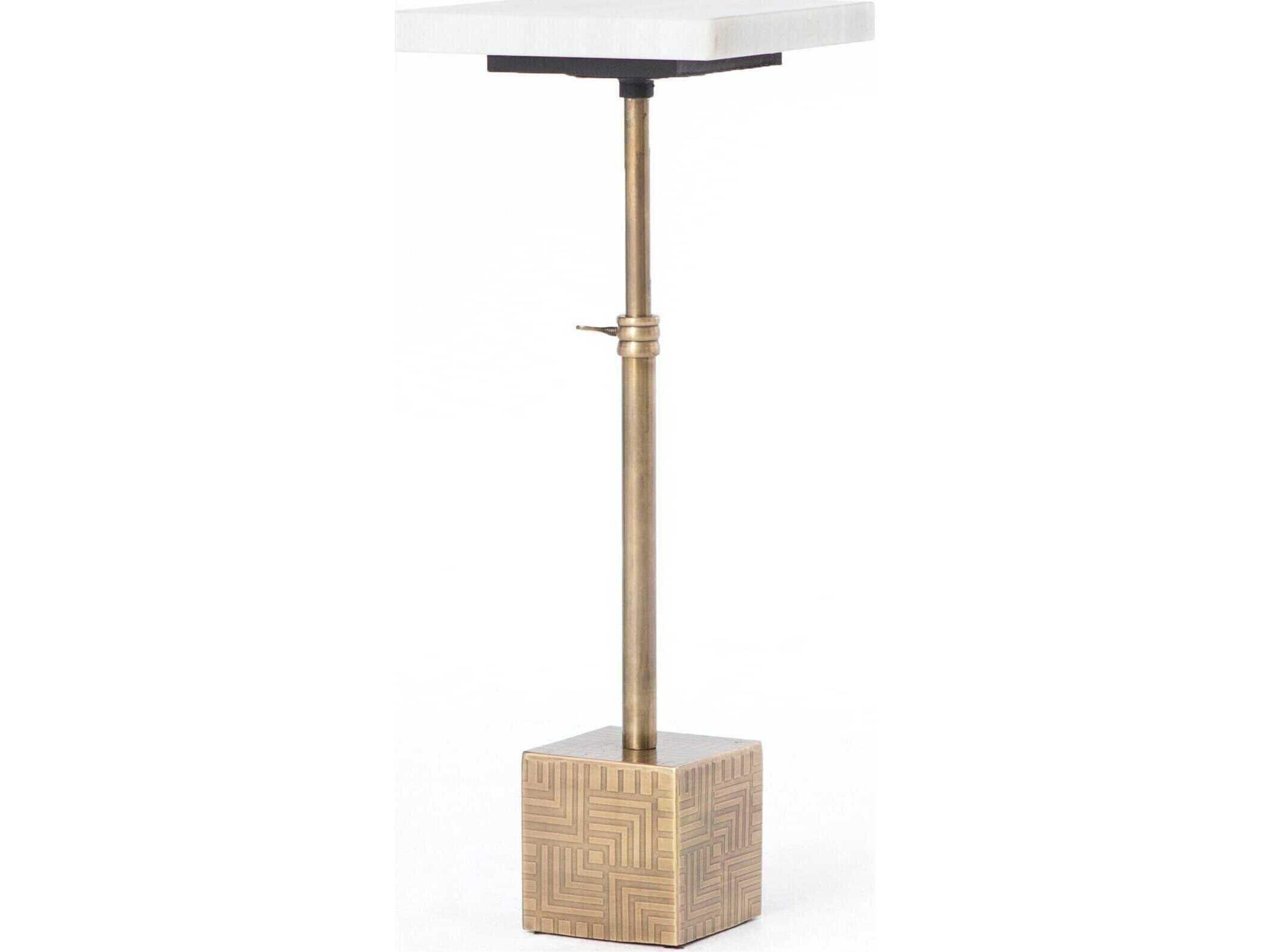 Globetrotter Sirius Square Antique Brass Hardware White Marble End Table