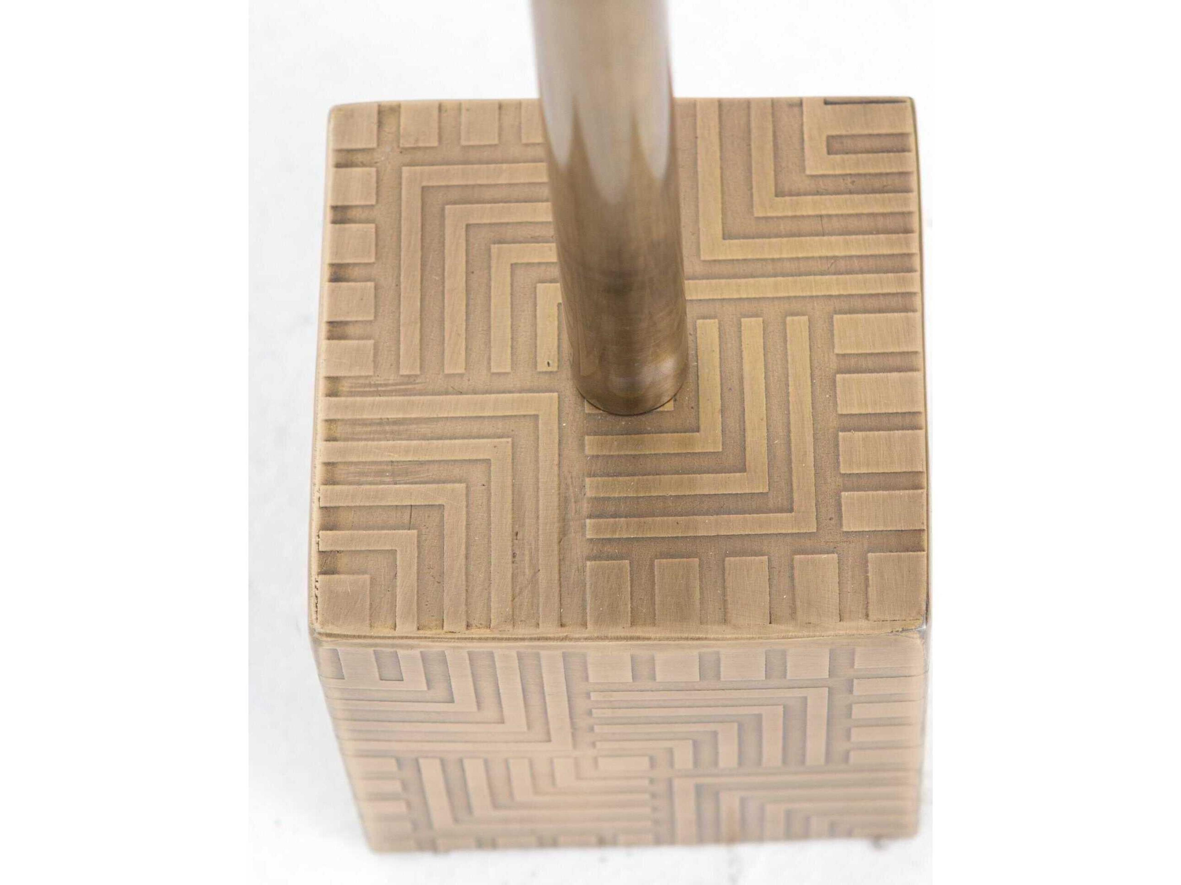 Luxecor Globetrotter Sirius Square Antique Brass Hardware White Marble End Table