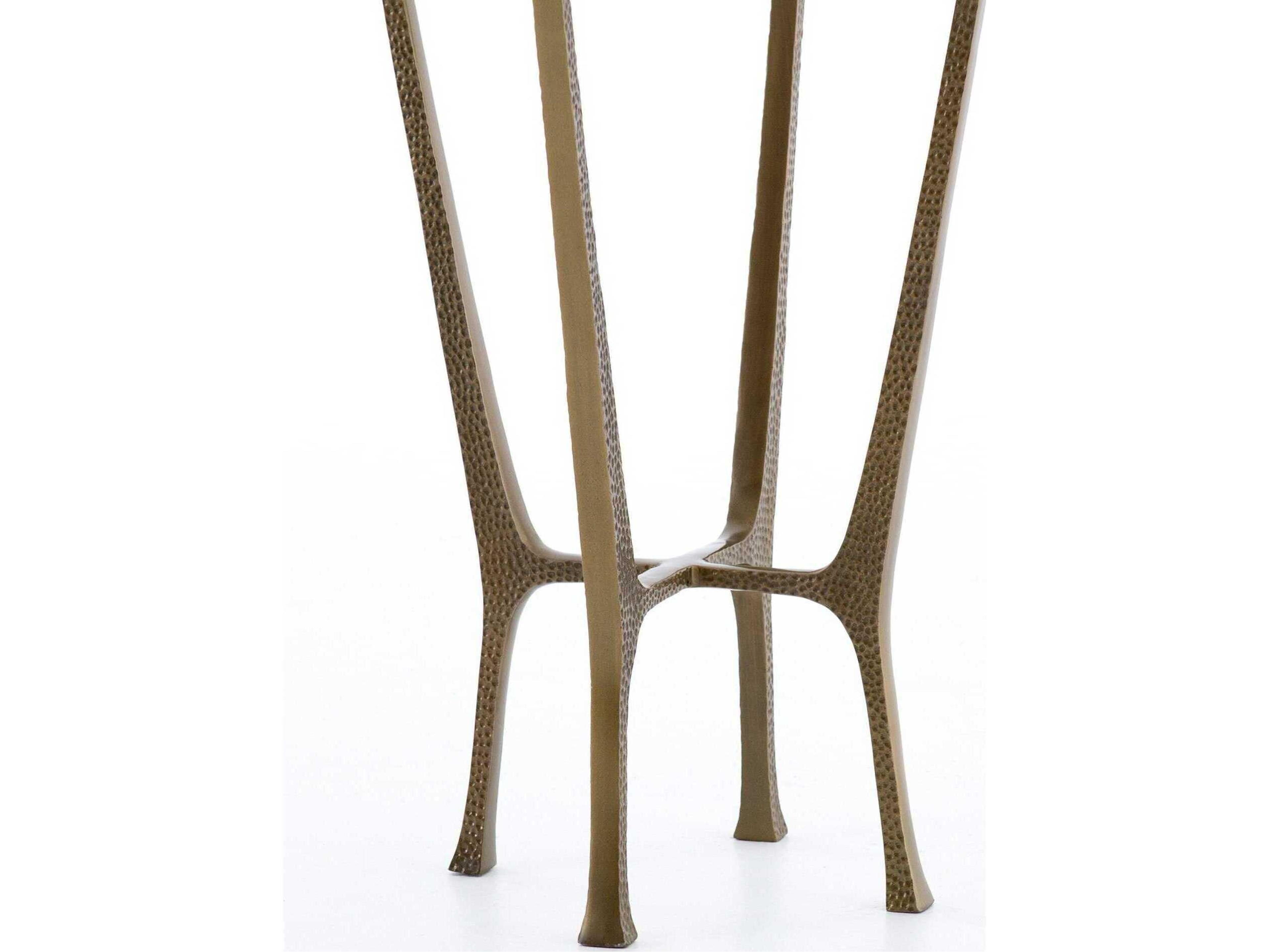 Four Hands Asher Creighton Round Aged Brass Tempered Glass End Table