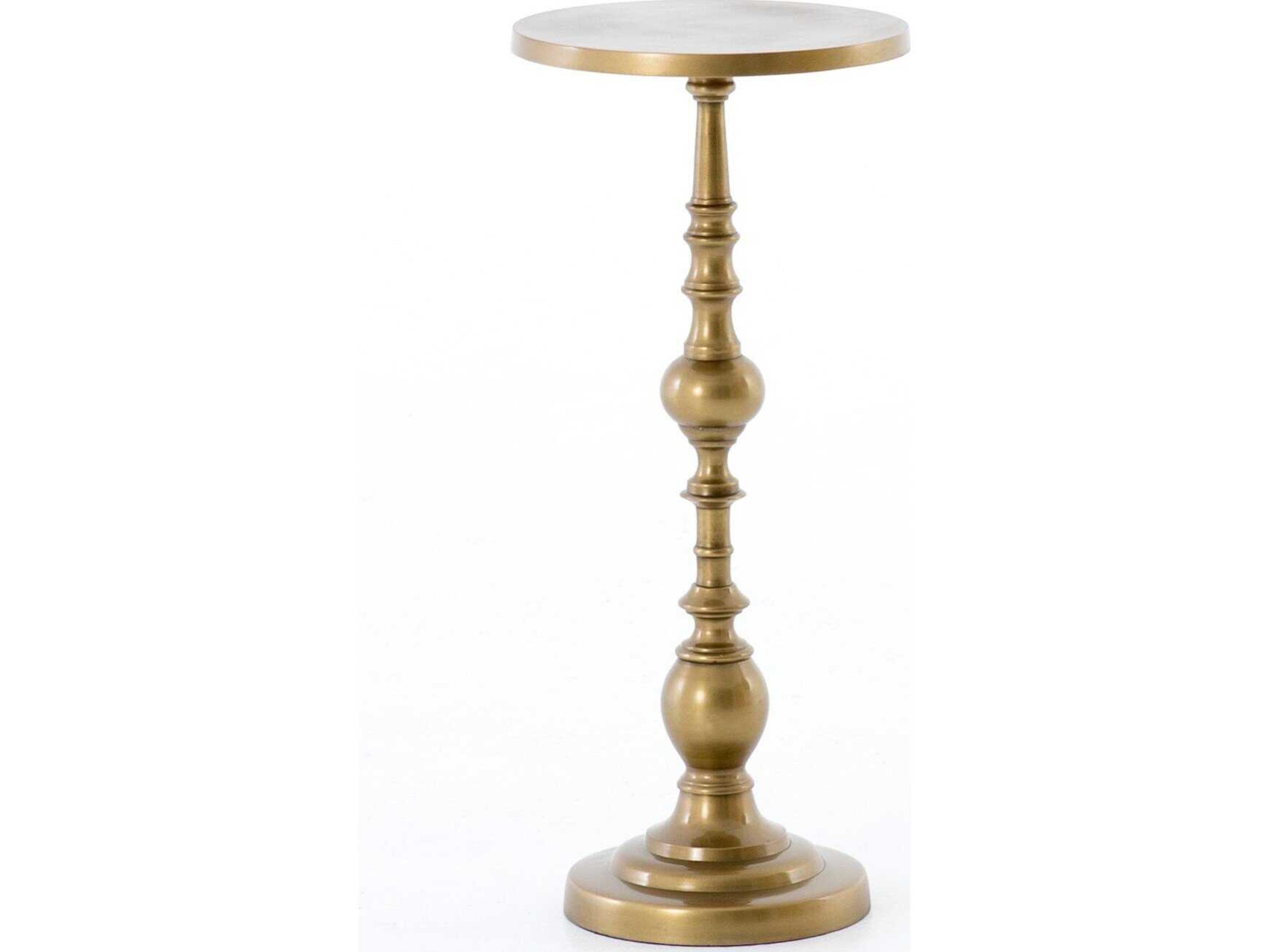 Calhoun End Table Antique Brass Pedestal Style