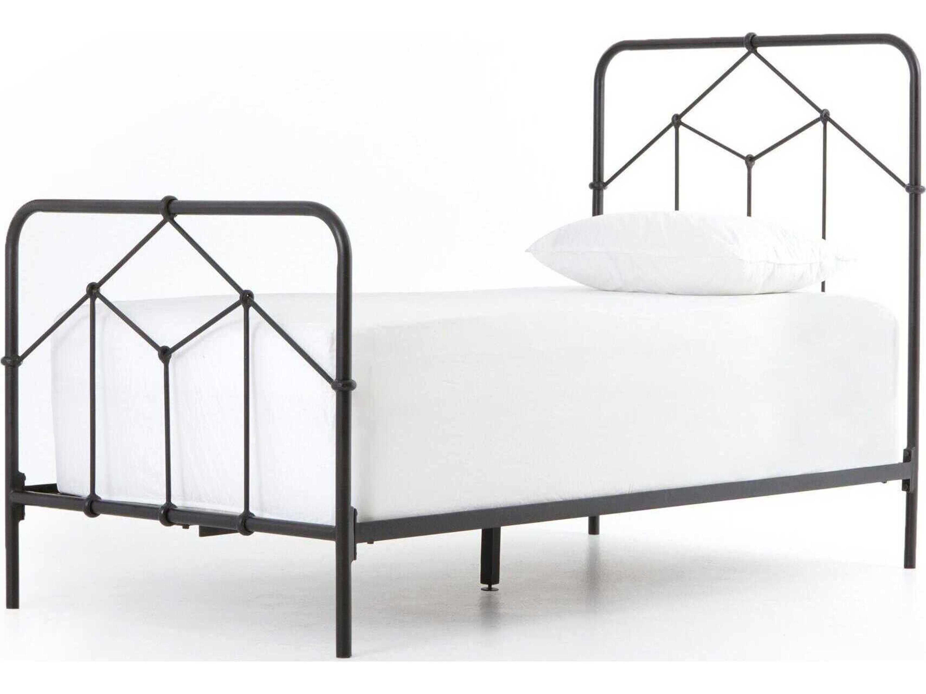 Primitive Casey Black Mango Wood Twin Panel Bed