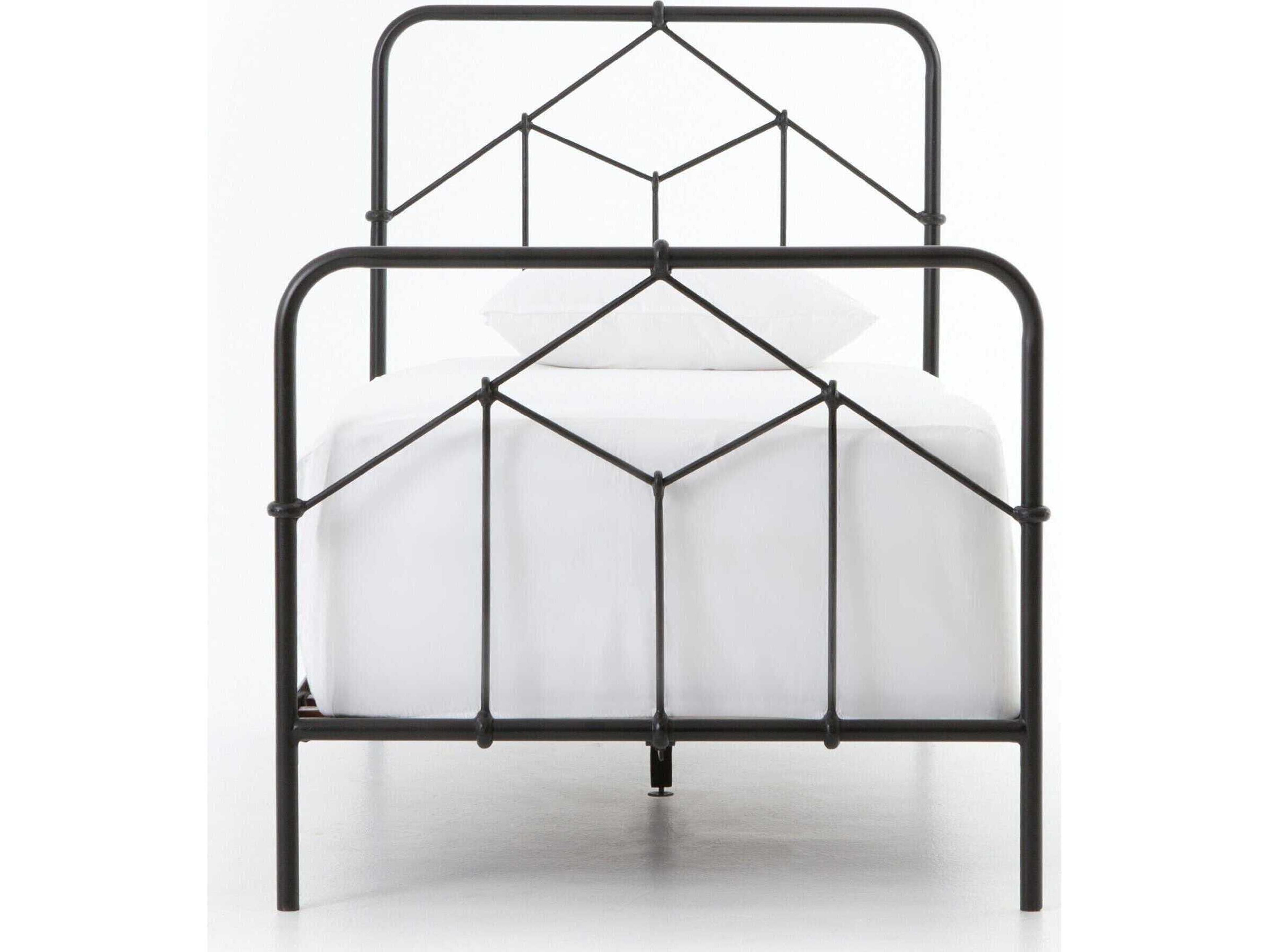 Four Hands Primitive Casey Black Mango Wood Twin Panel Bed