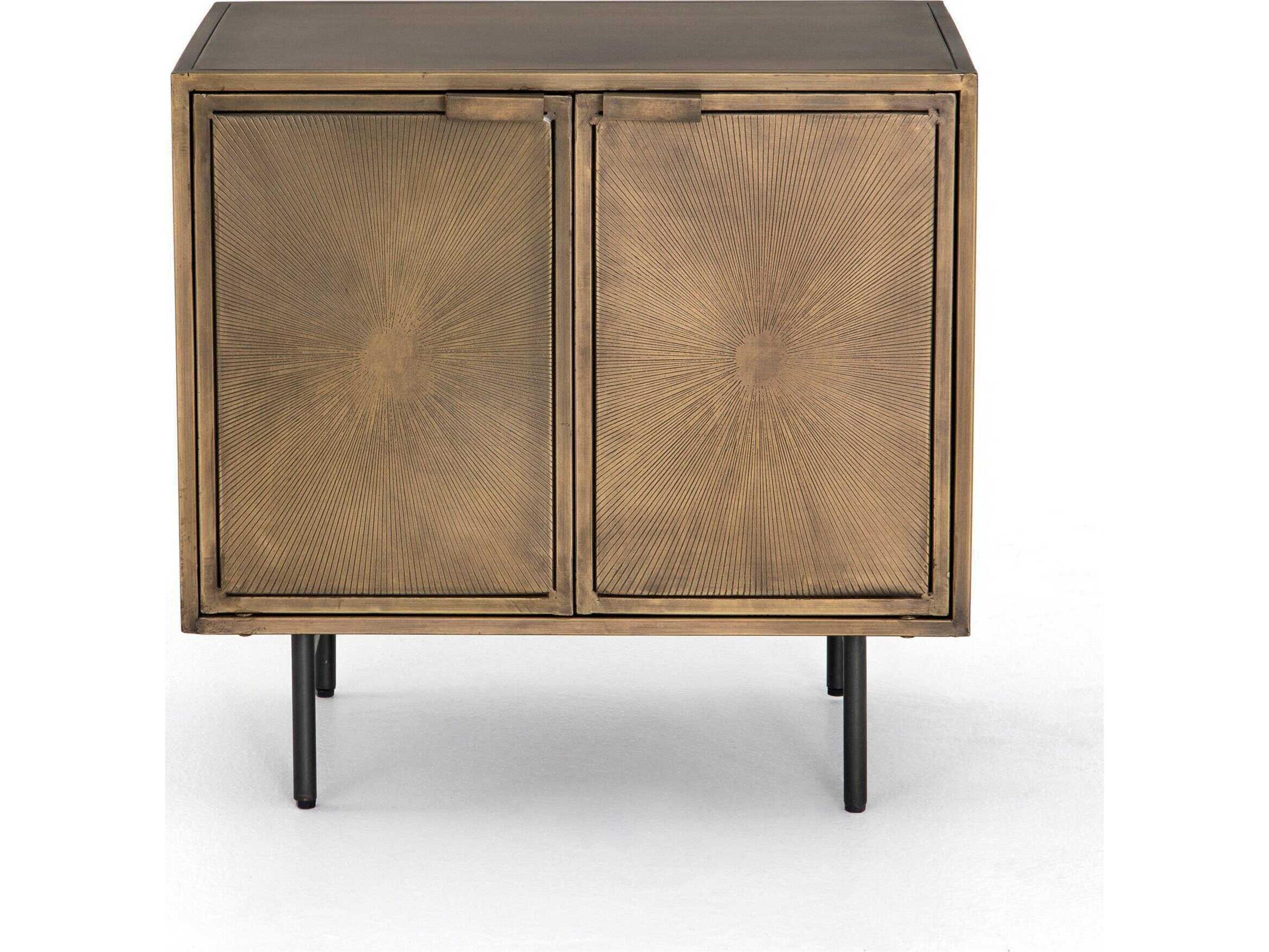 Four Hands Element Sunburst Brass Nightstand