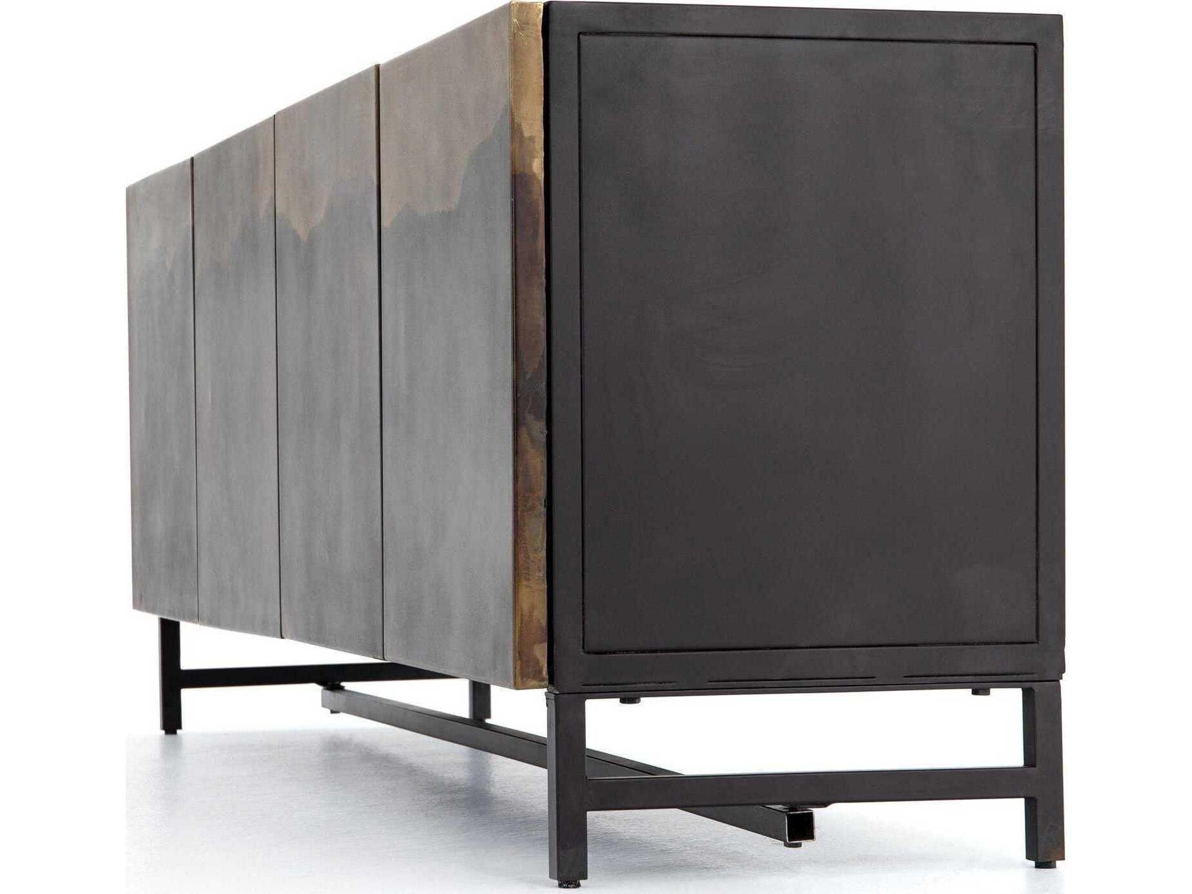 Four Hands Element Stormy 72" Distressed Ombre Aged Brown Media Console