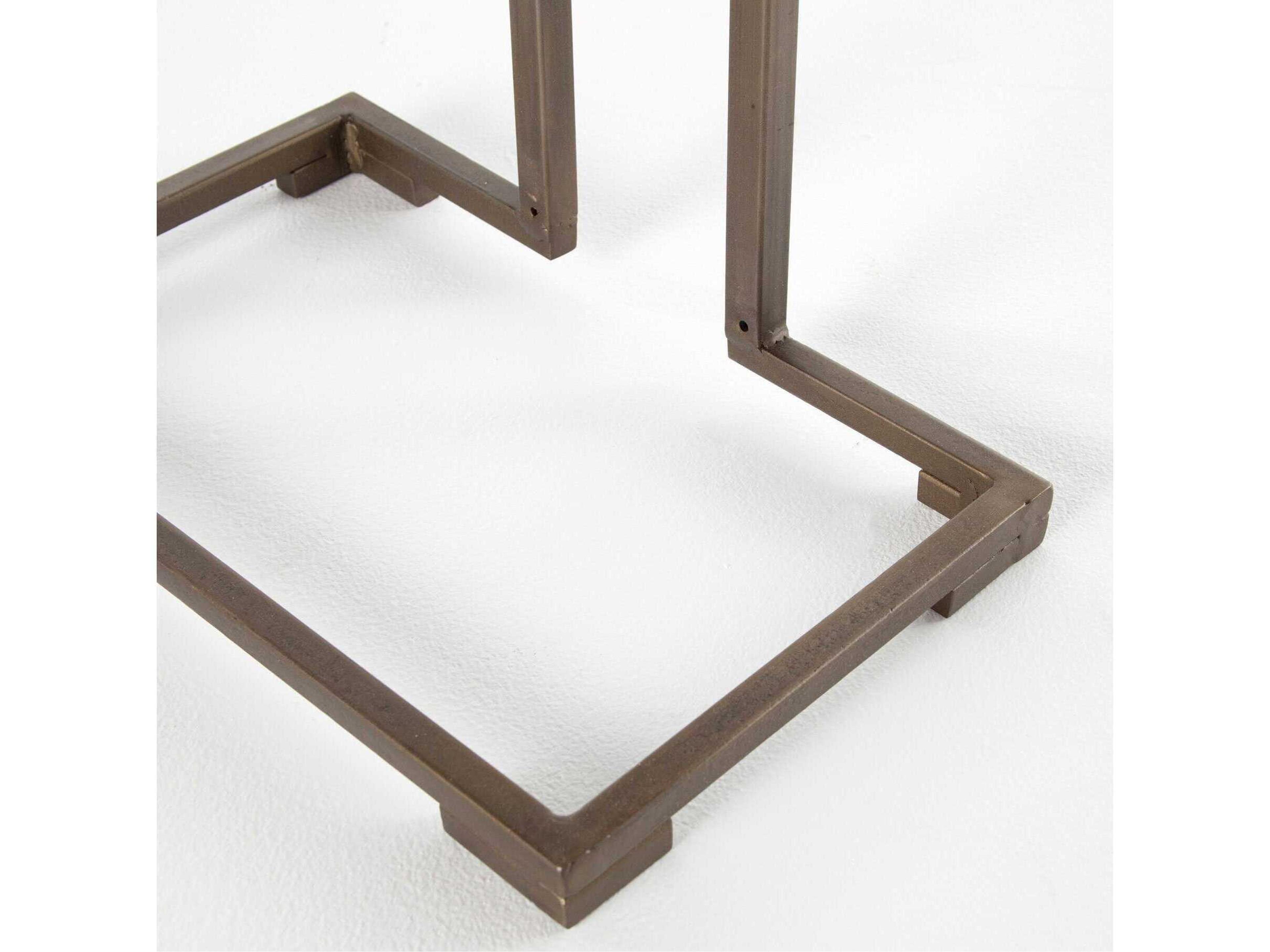 Four Hands Element Acid Etch Rectangular Metal Antique Brass End Table