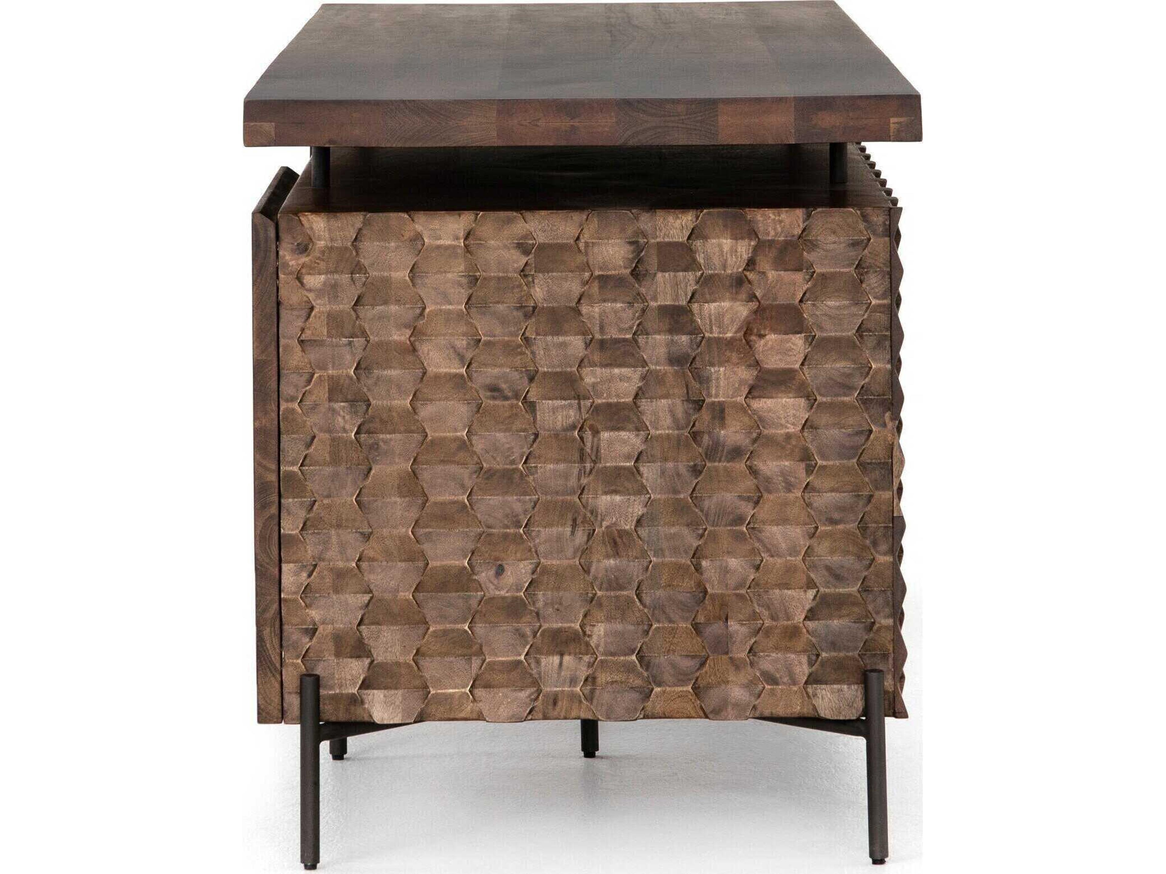 Four Hands Fallon Raffael Brown Mango Wood Executive Desk