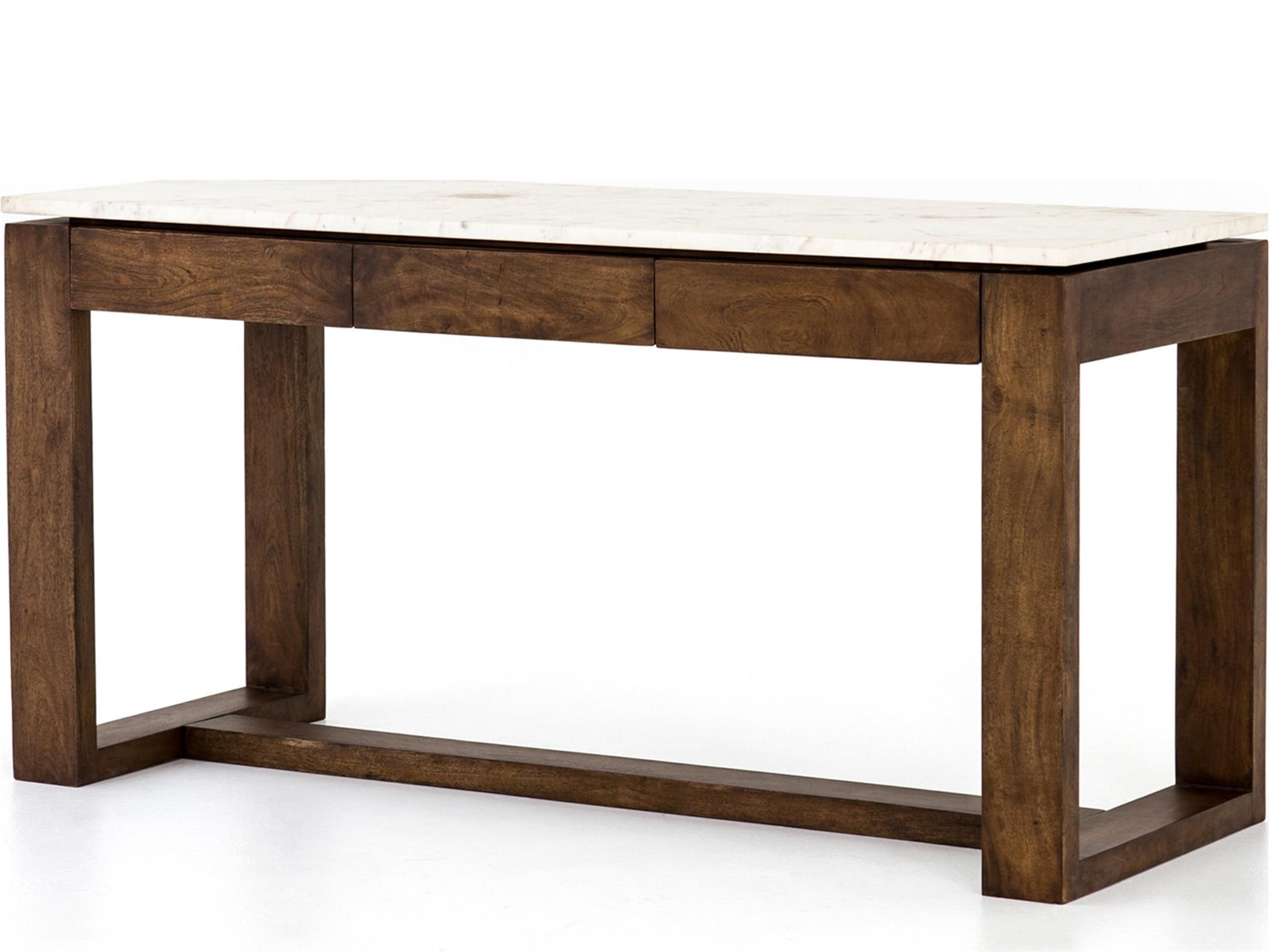 Globetrotter Everton Rectangular Light Tanner Brown Acacia Polished White Marble Dining Table
