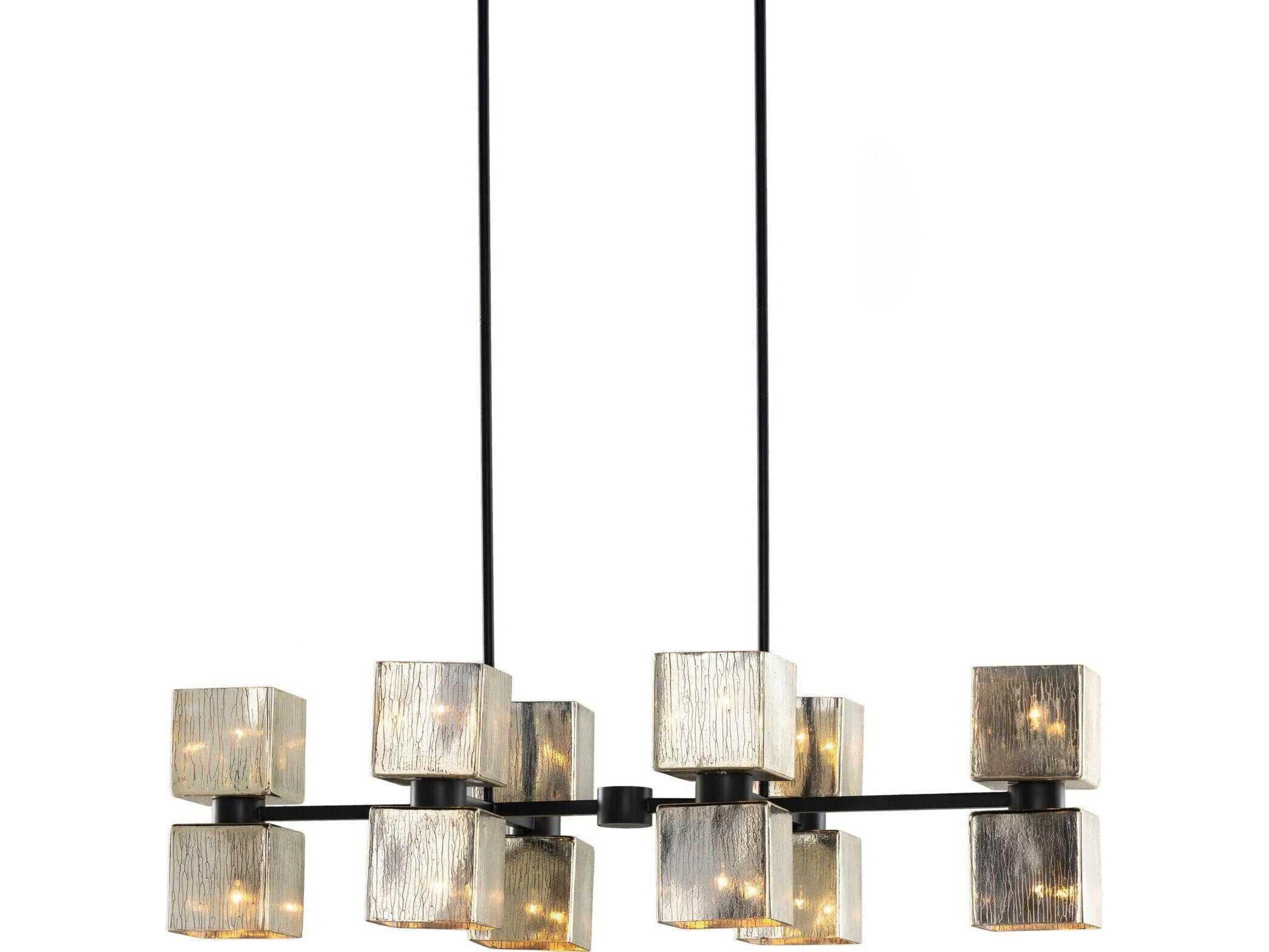 Ava Linear Chandelier Industrial Aged Metallic Glass