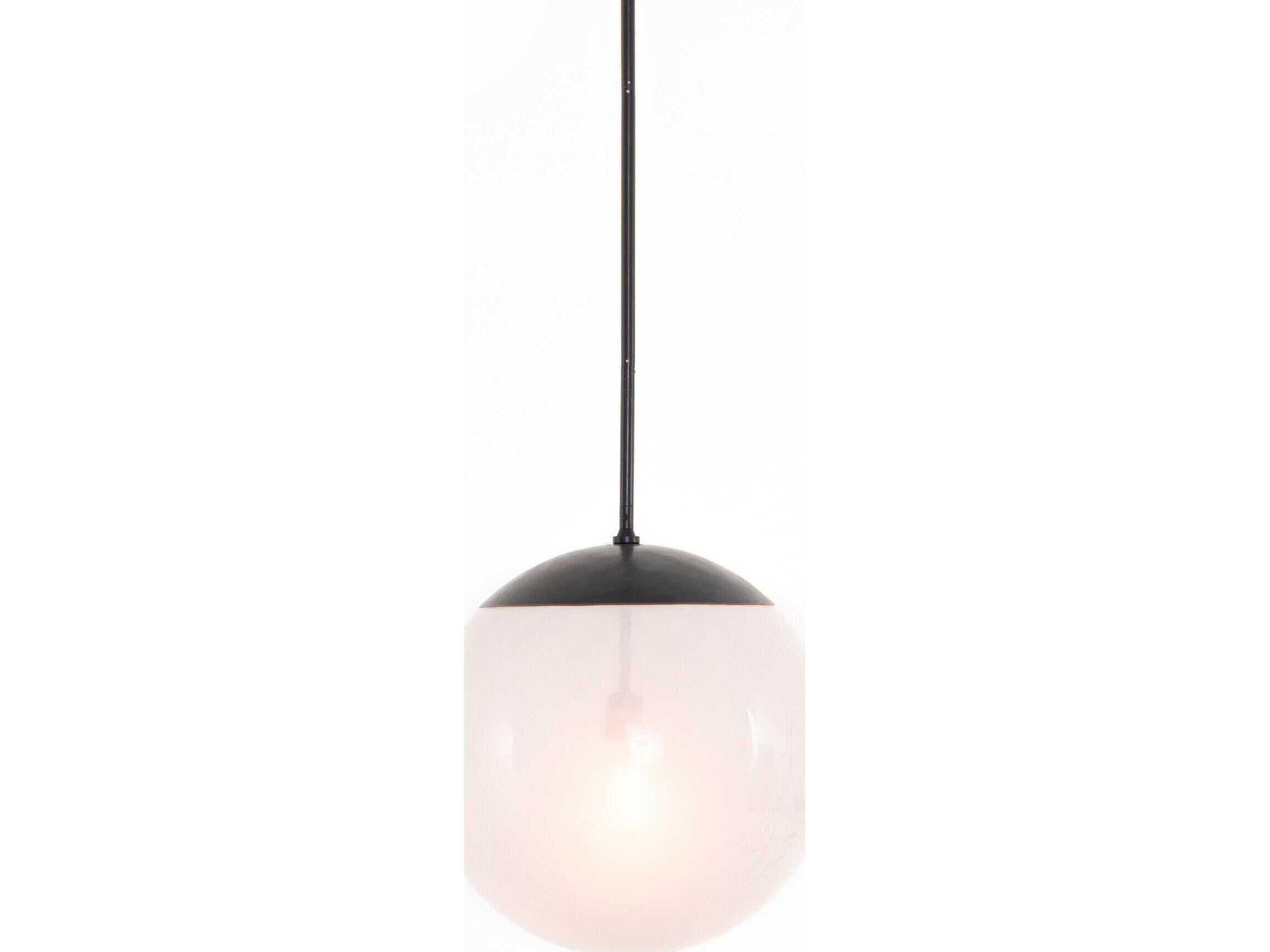 Hutton 1-Light Antiqued Iron Frosted Glass Black Globe Linear Pendant