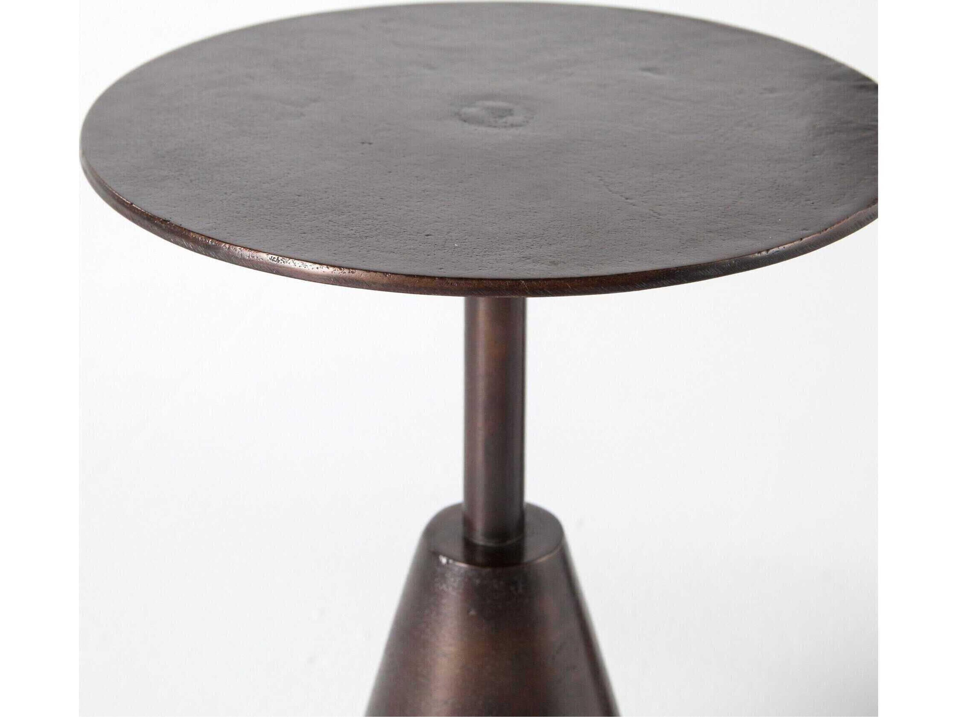 Four Hands Marlow Frisco Round Metal Antique Rust End Table